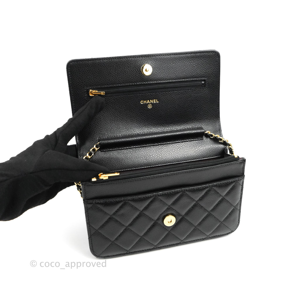 Chanel Quilted WOC Black Caviar Gold Hardware