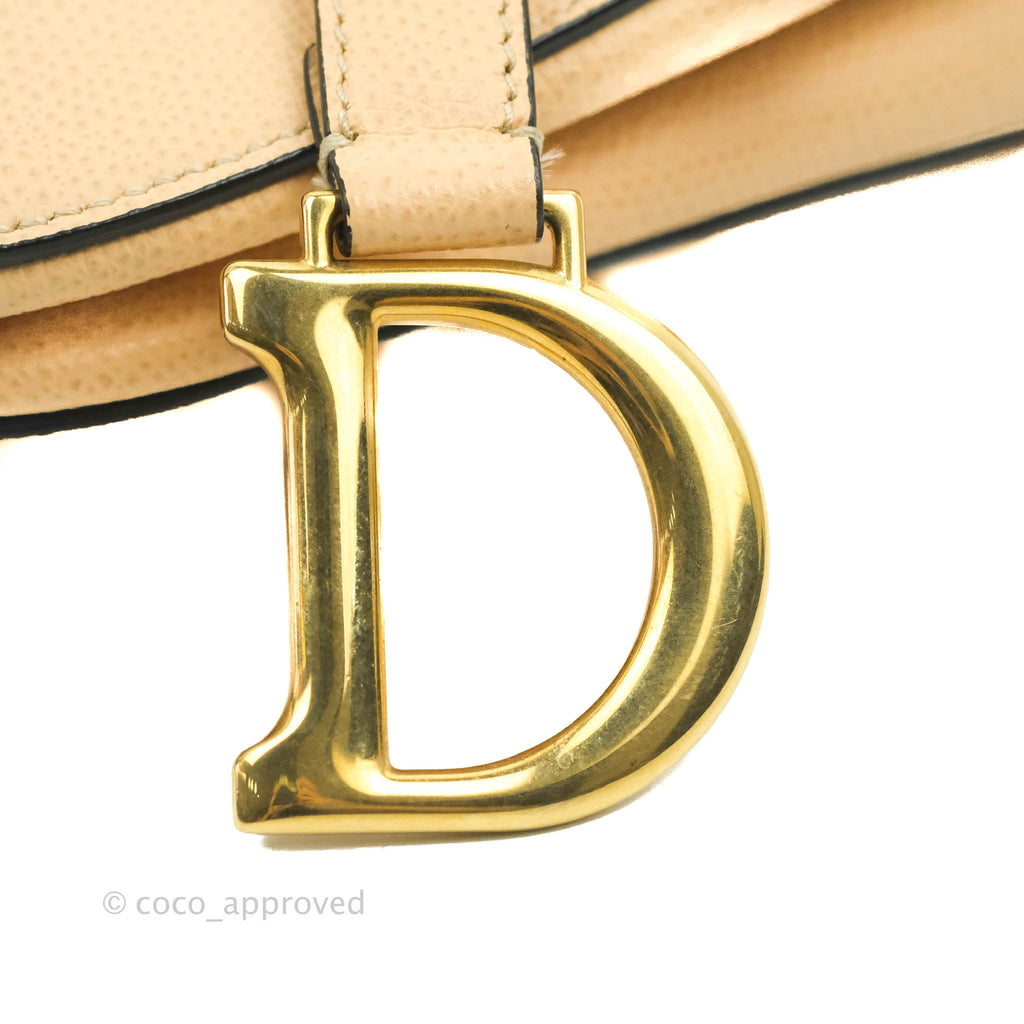 CHRISTIAN DIOR Grained Calfskin Saddle Bag Dark Yellow 790640