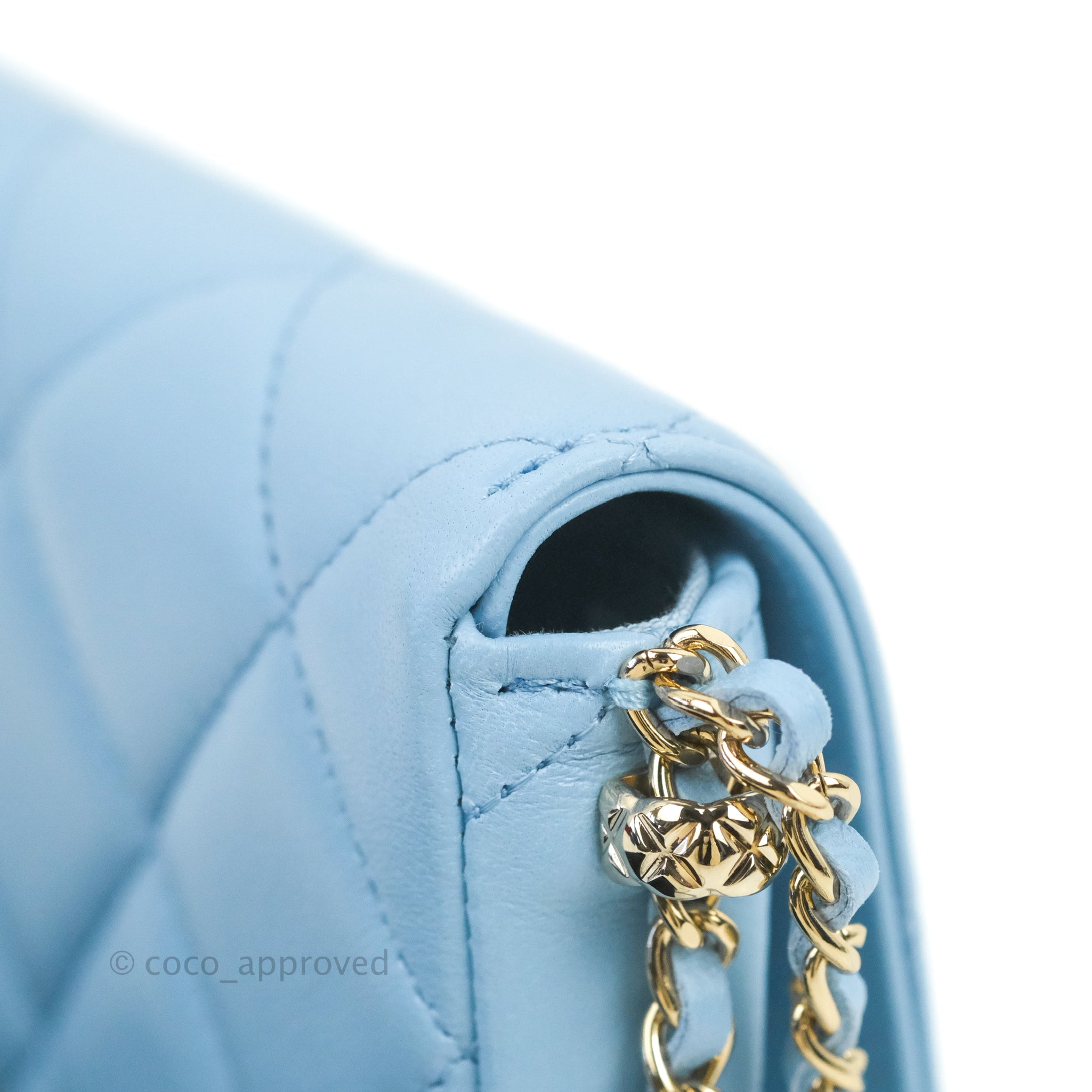 Chanel Quilted Mini Square Sky Blue Lambskin Gold Hardware 21C – Coco  Approved Studio