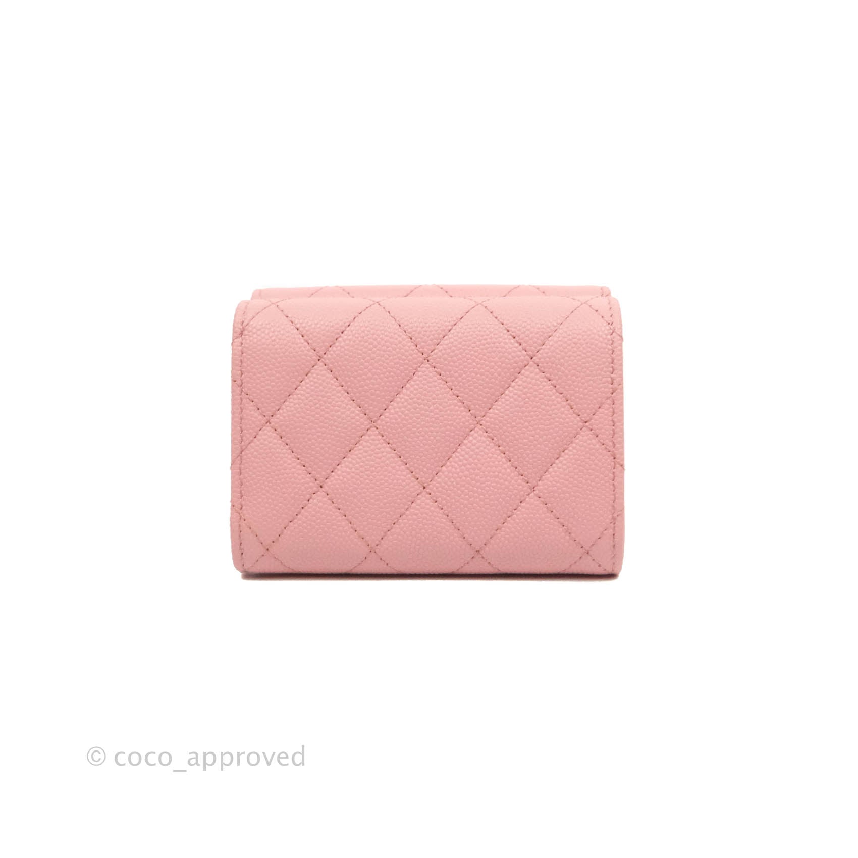 Chanel Classic Trifold Pink Flap Wallet Quilted Lambskin - Fleur De Riche