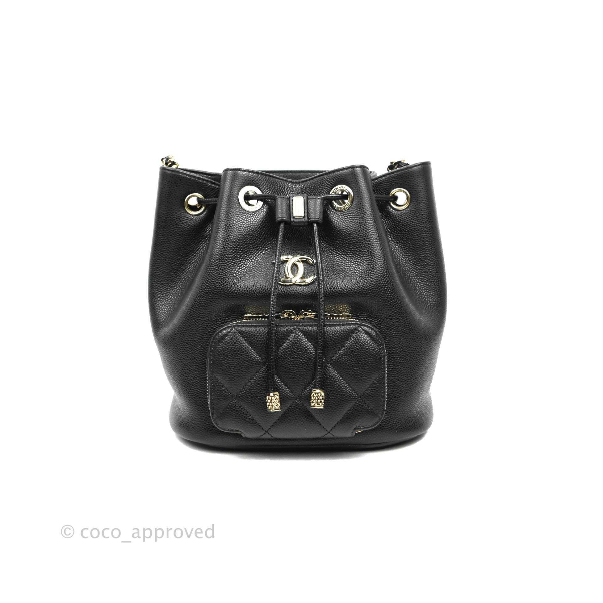 chanel bucket bag with pearls