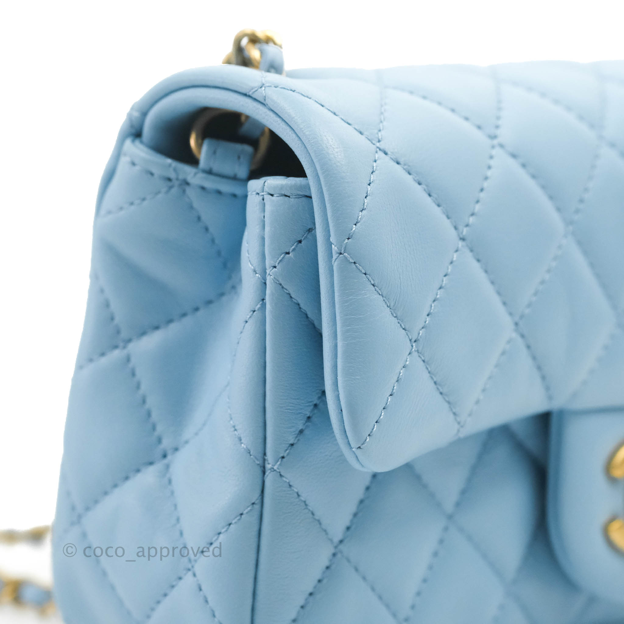 Chanel Pearl Crush Mini Rectangular Flap Bag Denim Blue GHW Microchip