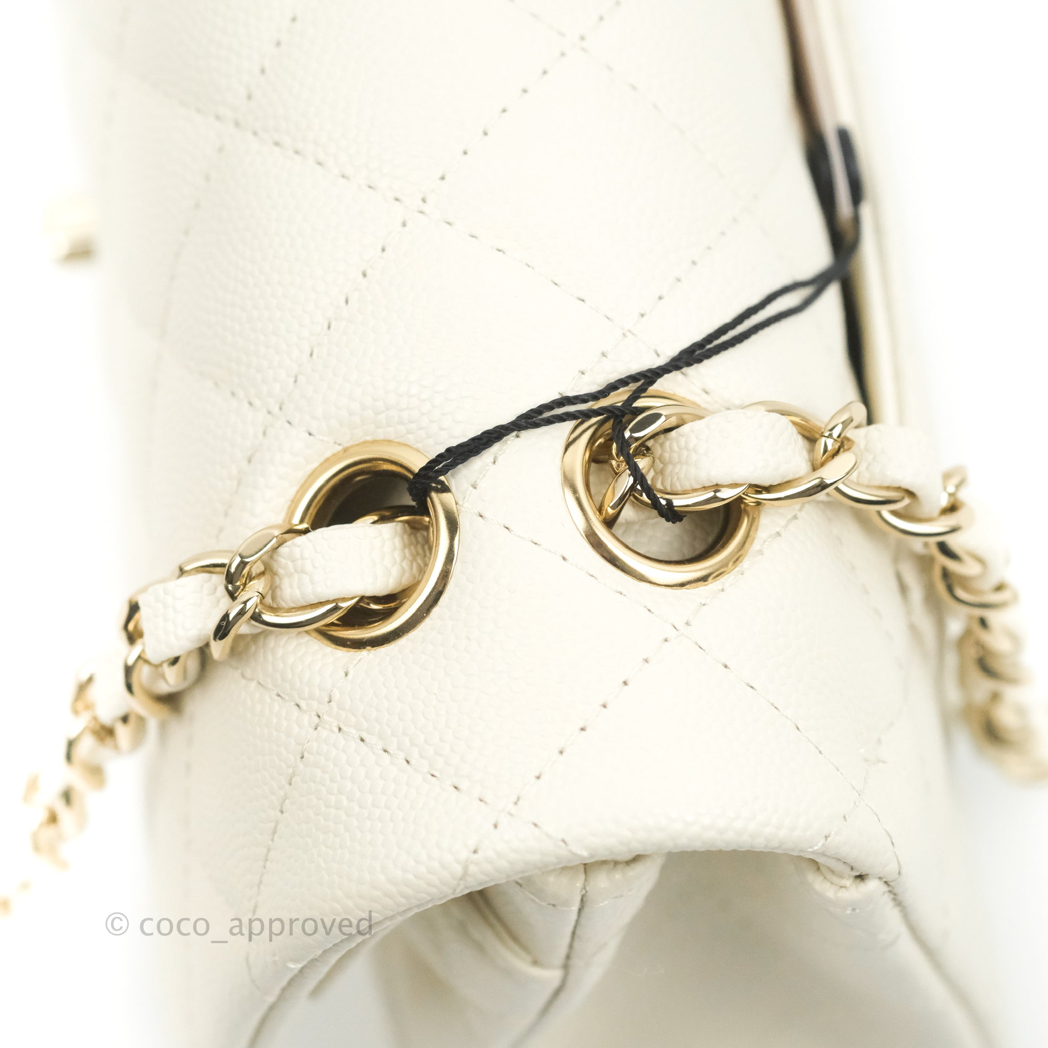 Chanel Small Classic Quilted Flap White Caviar Gold Hardware