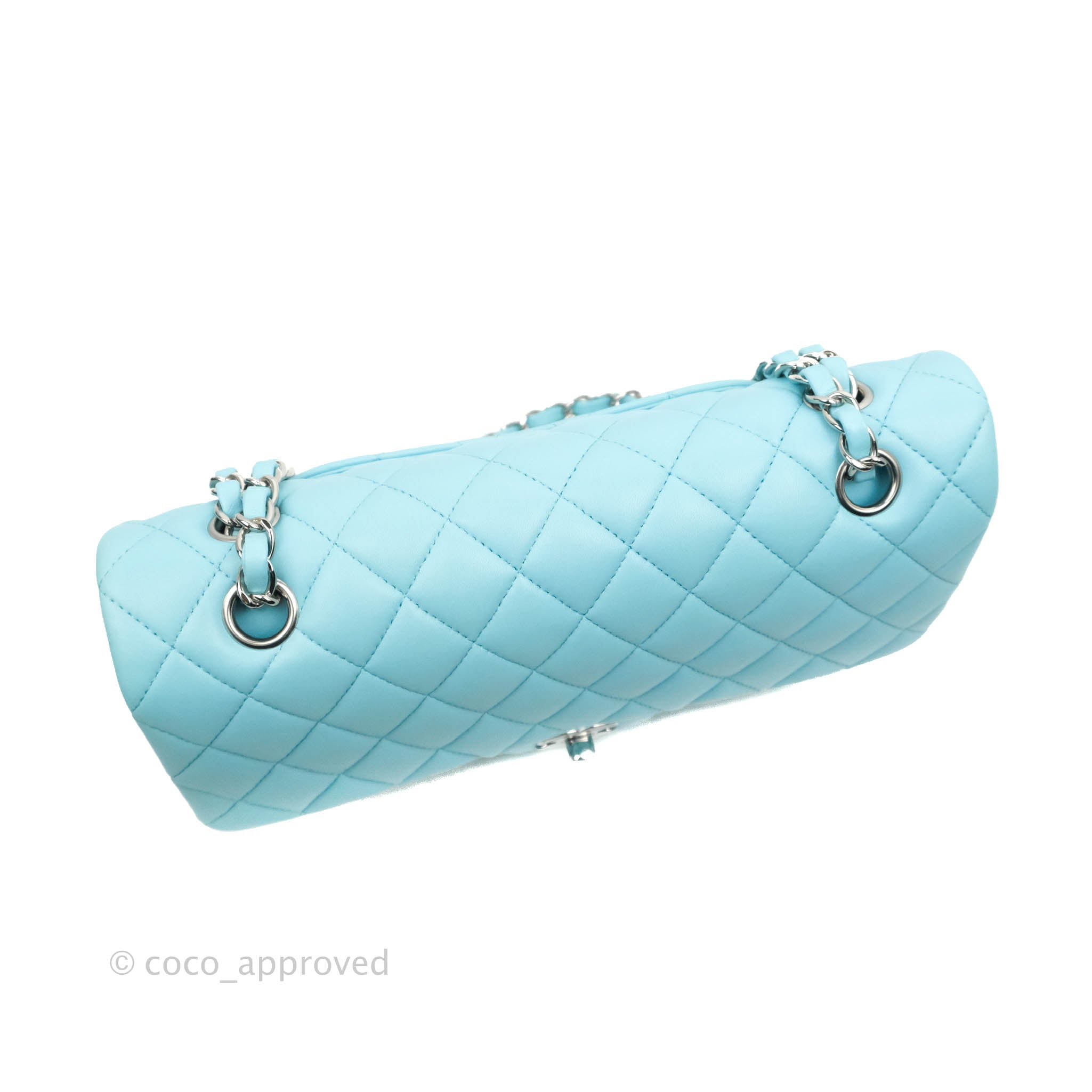Chanel Classic M/L Medium Double Flap Tiffany Neon Blue Lambskin
