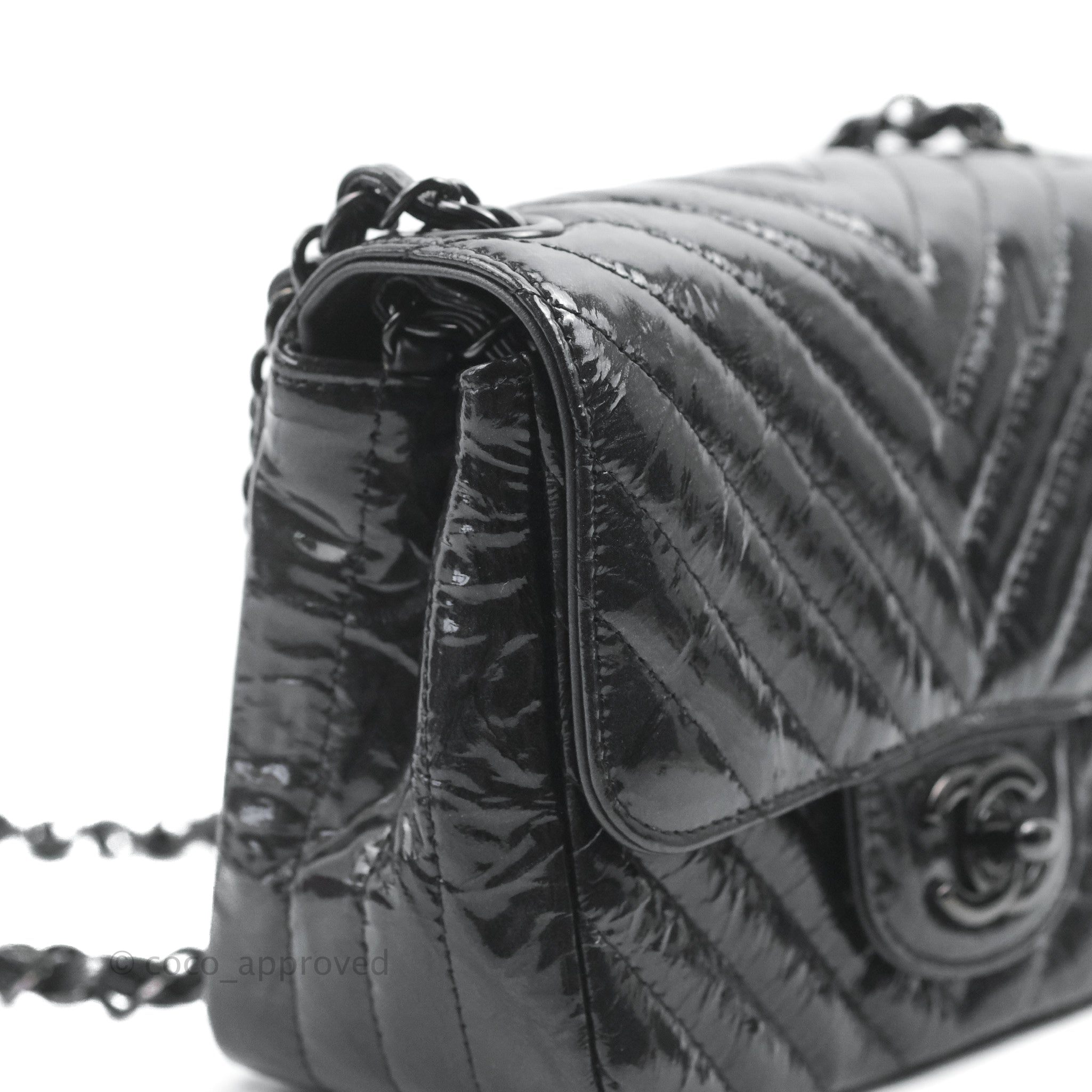 Chanel SO Black Quilted Patent Rectangular Mini Classic Flap Bag