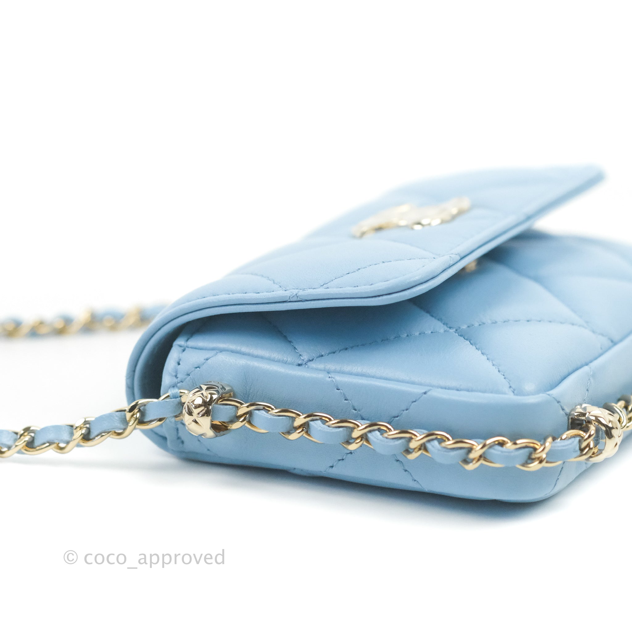Chanel Mini Clutch With Chain Blue Lambskin Gold Hardware – Coco Approved  Studio