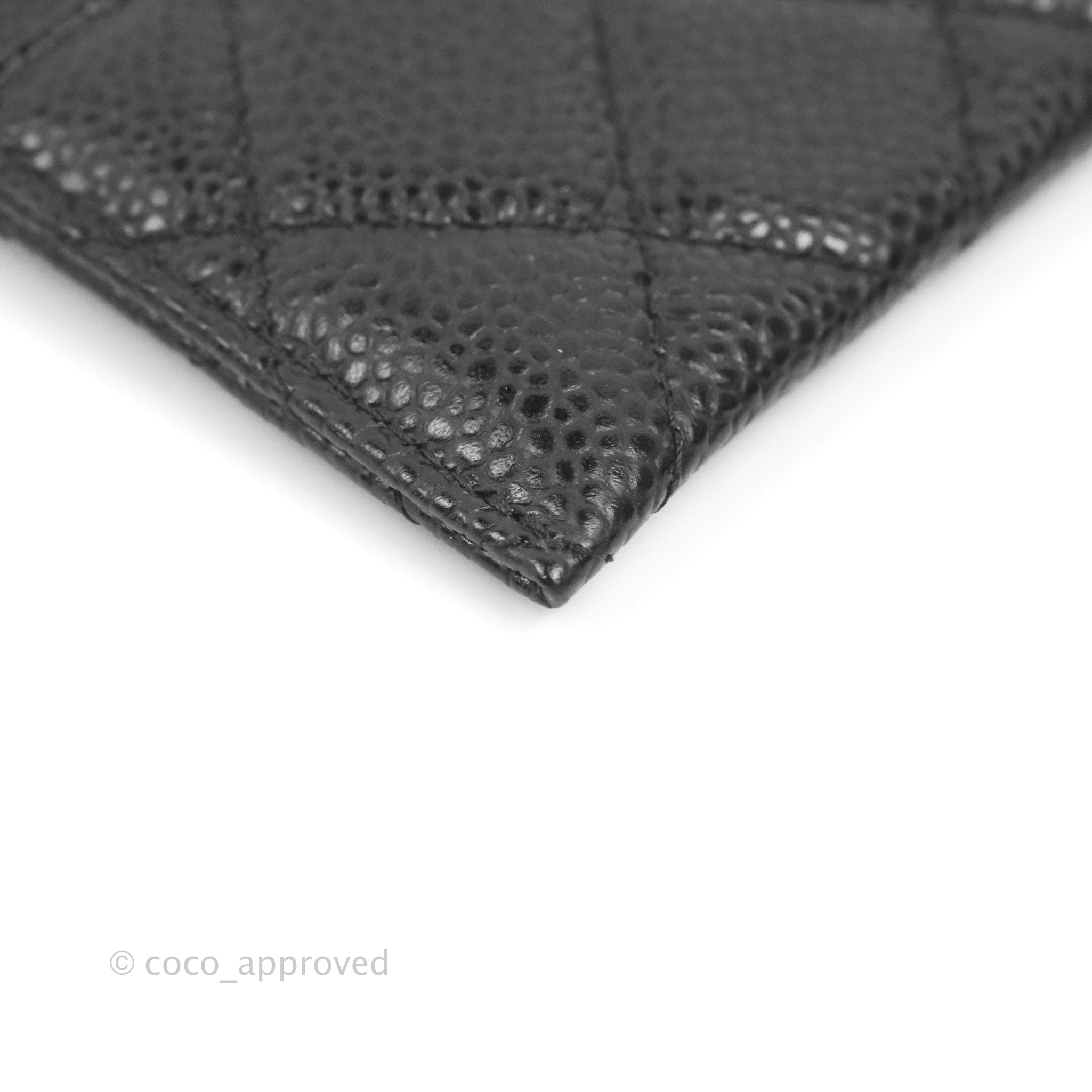 Chanel Classic Flat Card Holder Black Caviar Silver Hardware