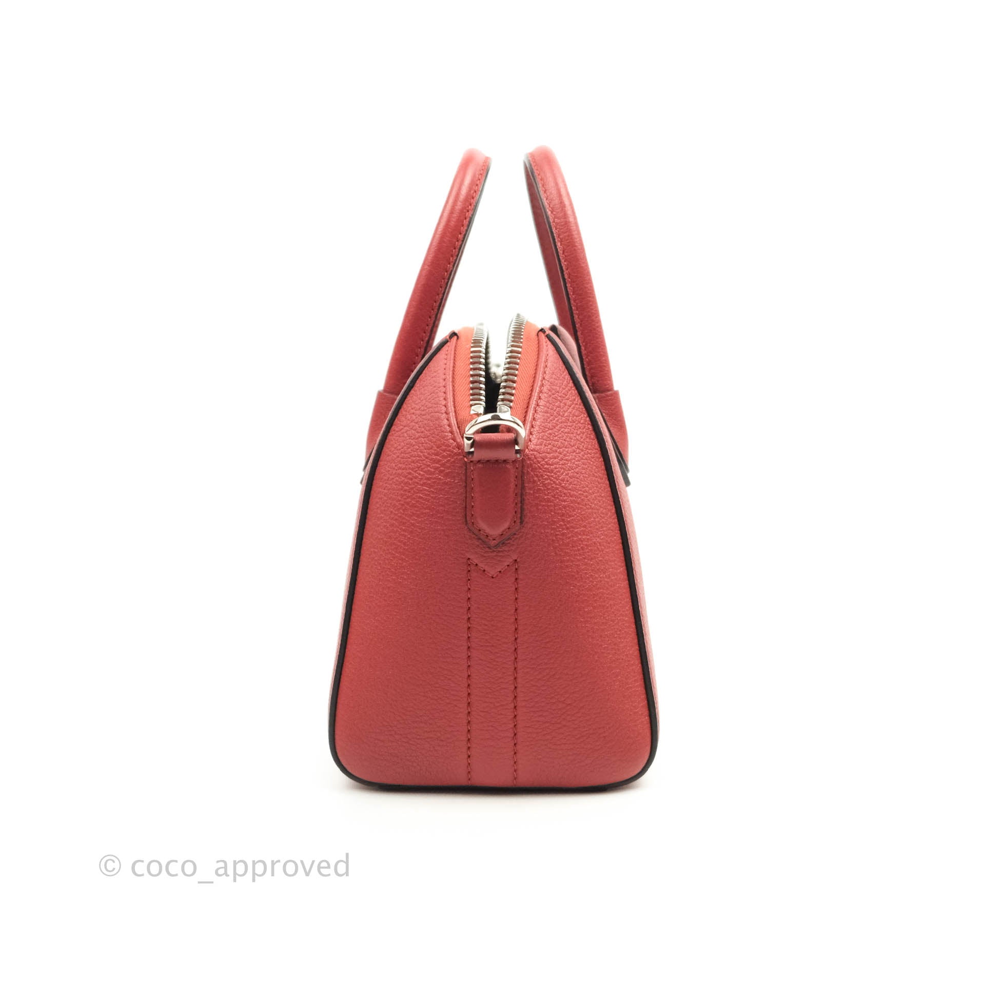 Givenchy Antigona Mini Red Grained Calfskin Silver Hardware – Coco