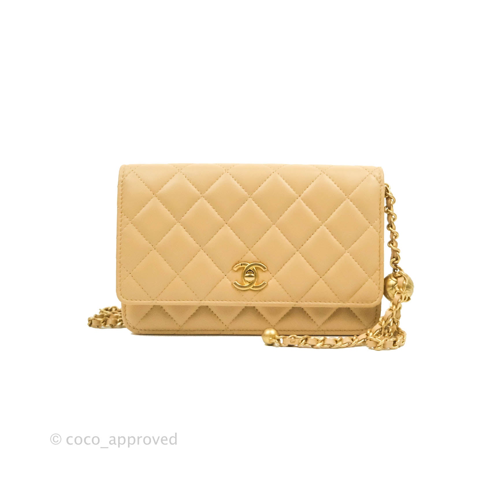 Chanel Quilted Pearl Crush Wallet on Chain WOC Pink Lambskin Aged