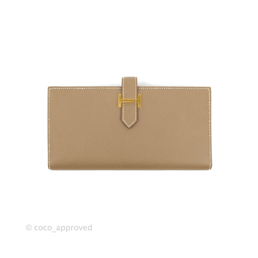 Hermès Bearn Wallet Etoupe Epsom Gold Hardware