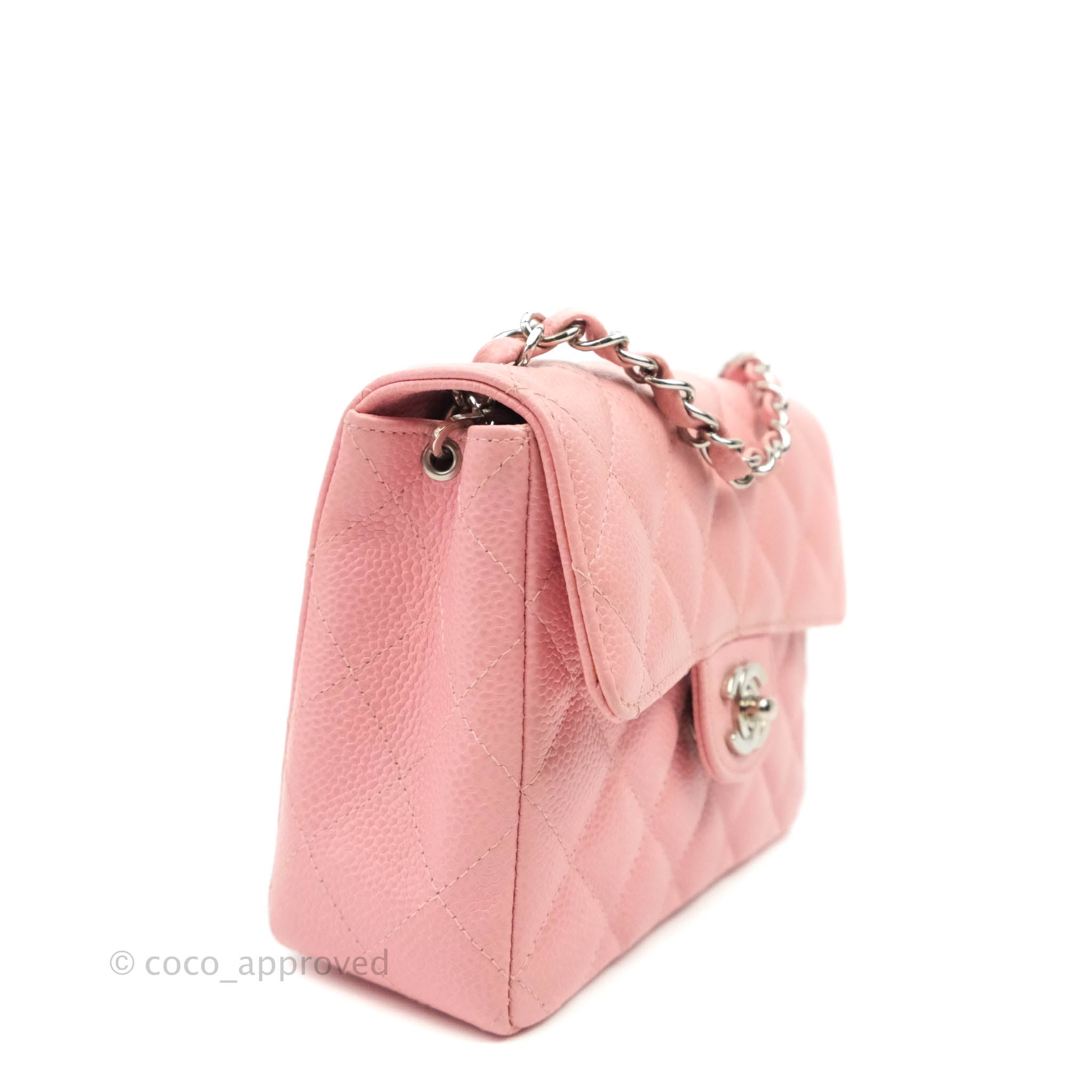 Pink Quilted Caviar Incognito Mini Square Flap Pink Hardware, 2019