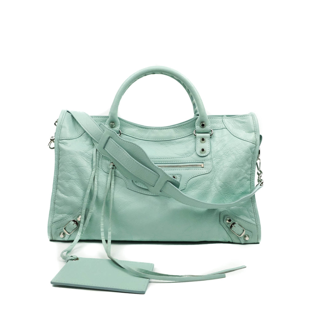Balenciaga Classic City Bag Tiffany Blue Calfskin Silver Hardware