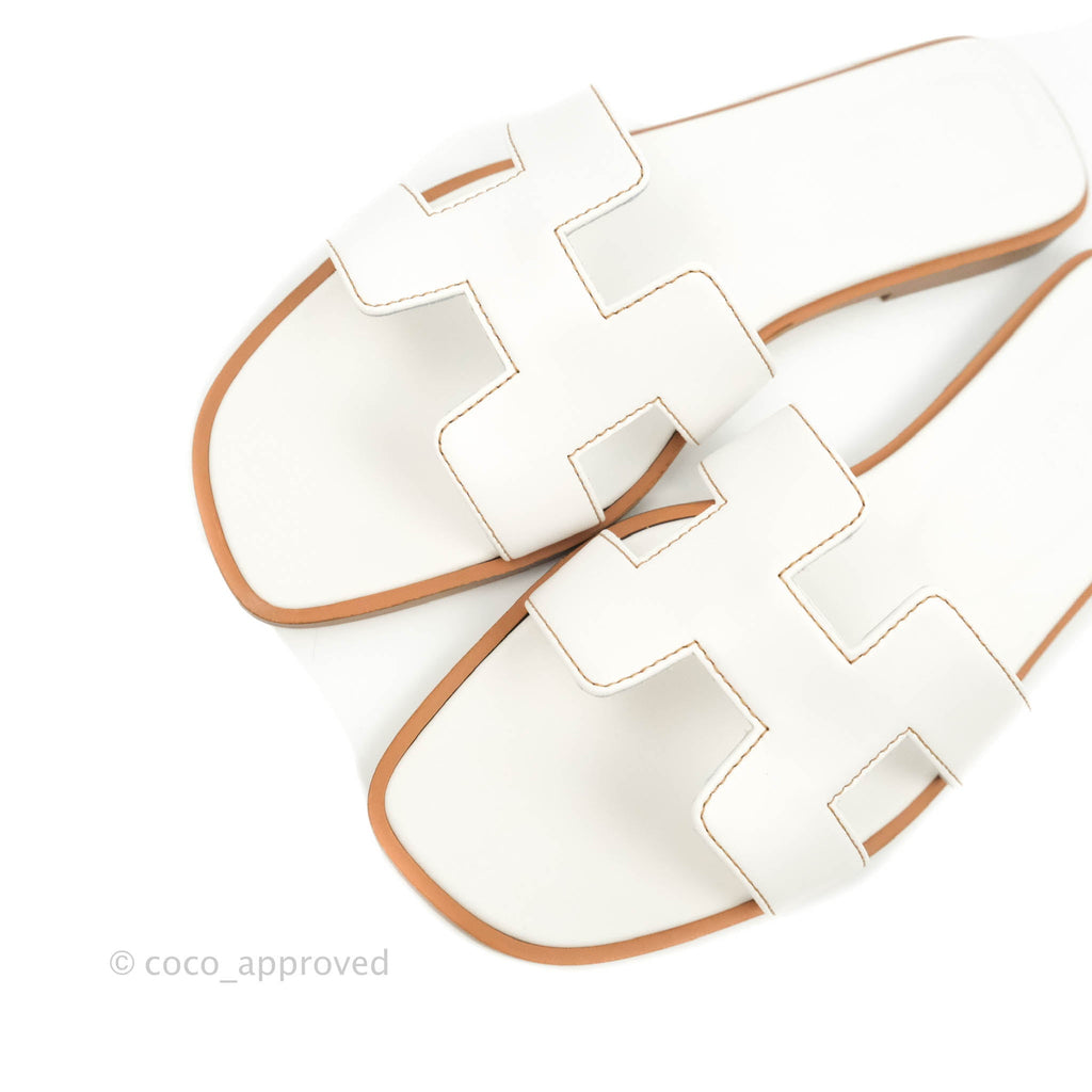 Hermès Oran Sandals in White Size 38
