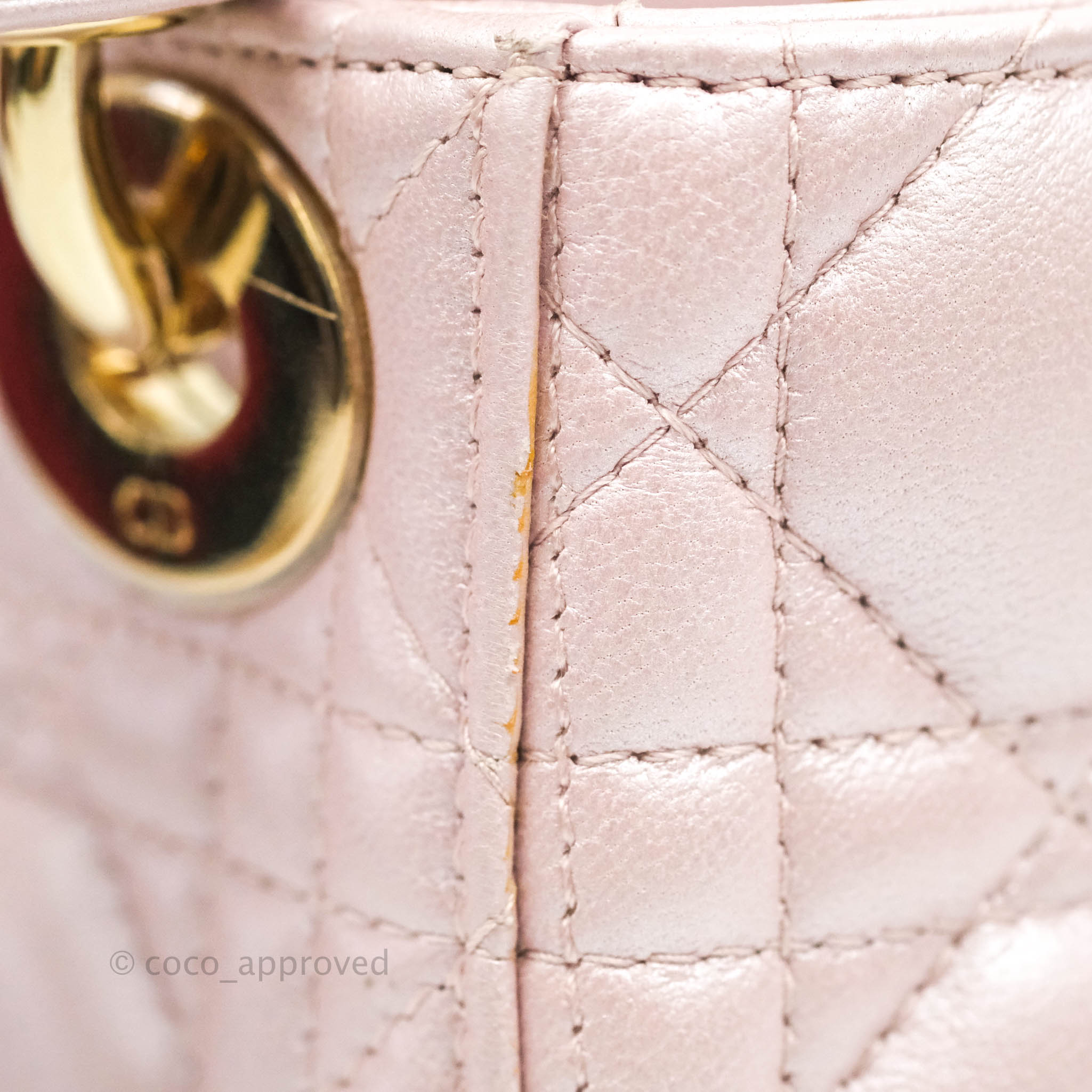 2015 Christian Dior Pink Quilted Metallic Calfskin Leather Mini