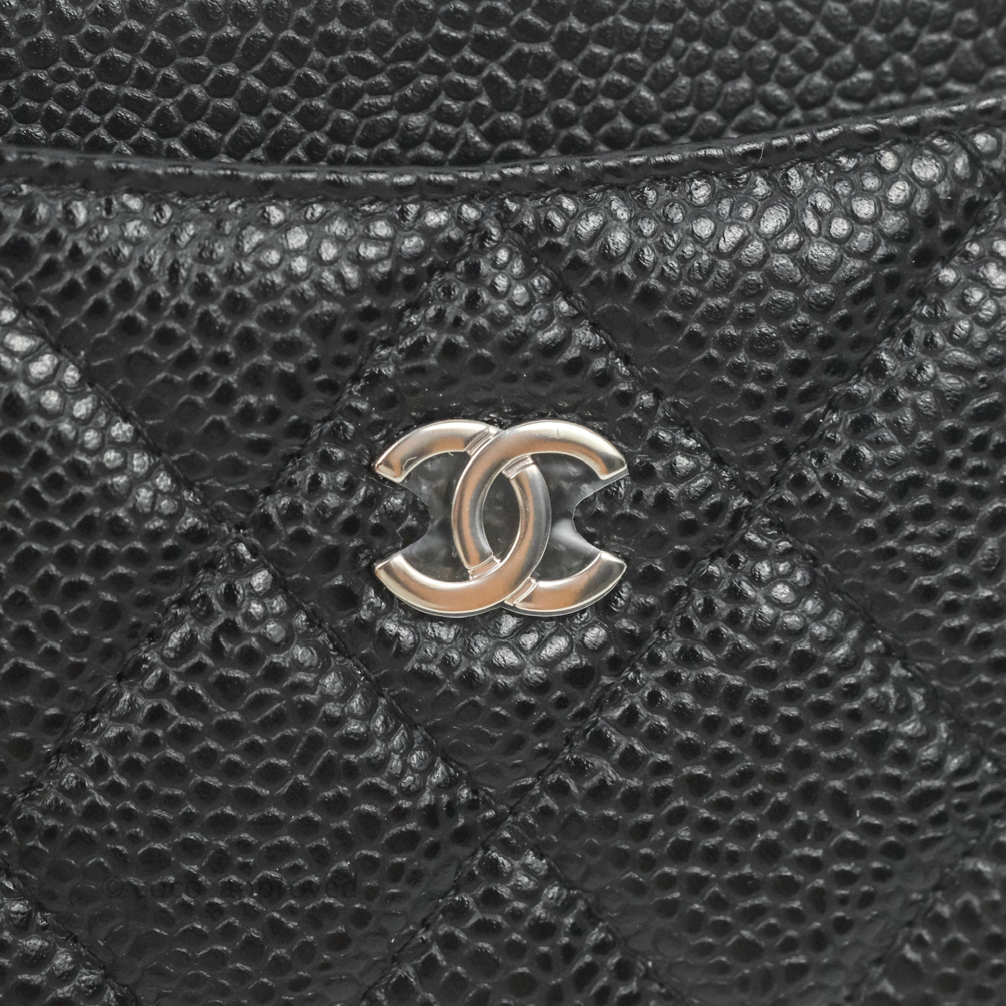 CHANEL Caviar Quilted Flap Card Holder Chain Wristlet Black 664359