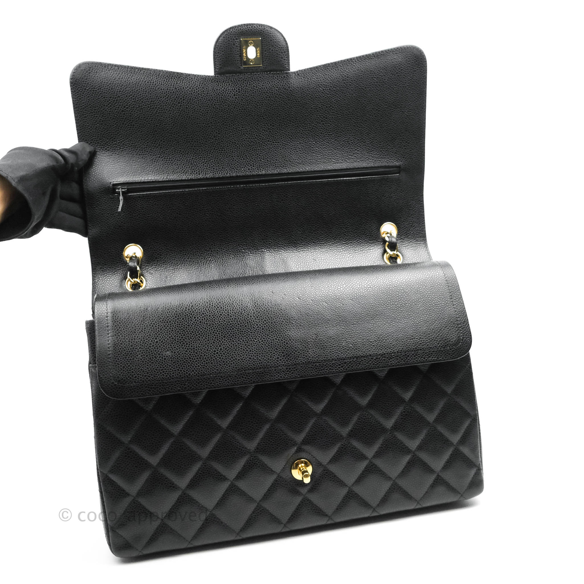 Chanel Maxi Classic Flap Caviar Black Gold Hardware - Luxury Shopping