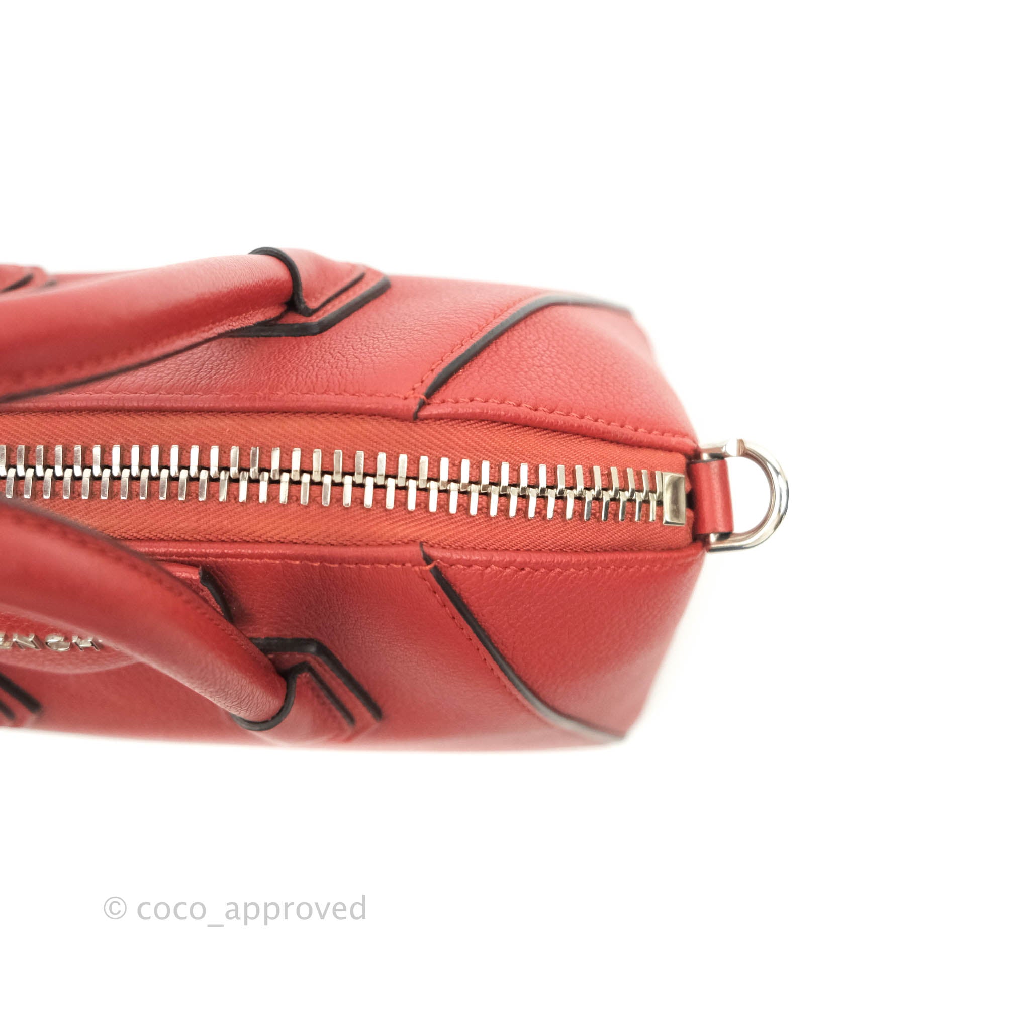 Givenchy Antigona Mini Red Grained Calfskin Silver Hardware – Coco
