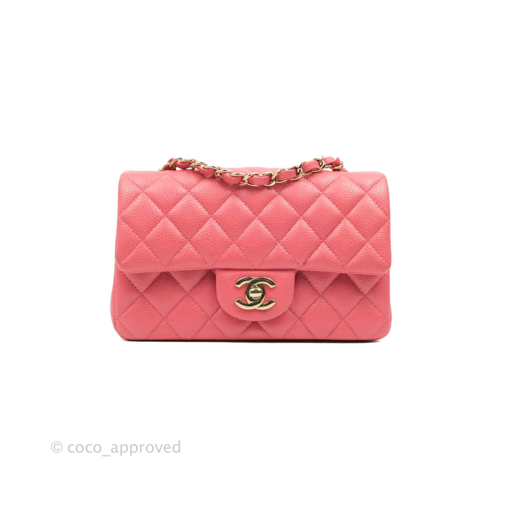 Chanel Quilted Mini Rectangular Flap Pink Caviar Gold Hardware