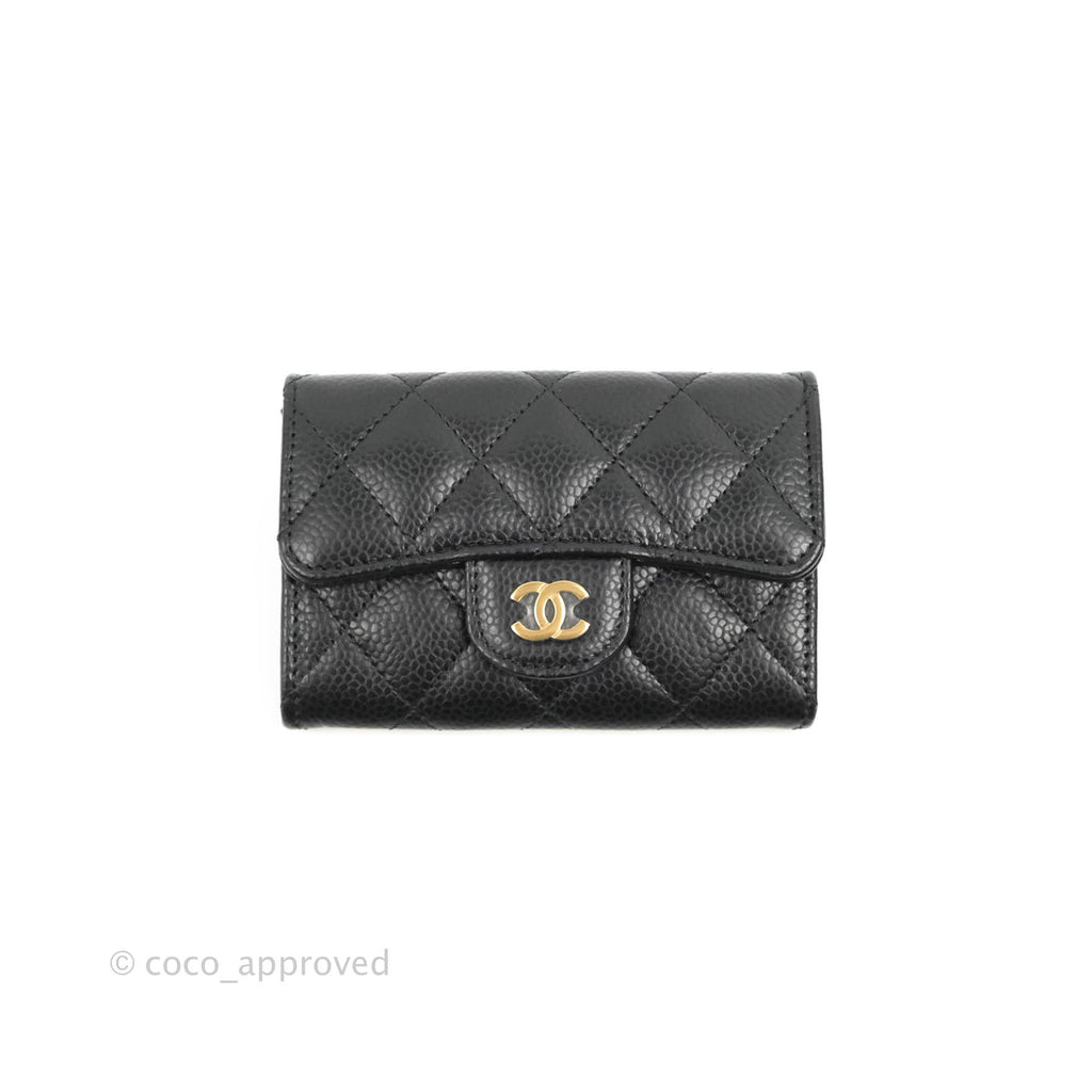 Chanel Quilted Flap Card Holder Caviar Gold Hardware 