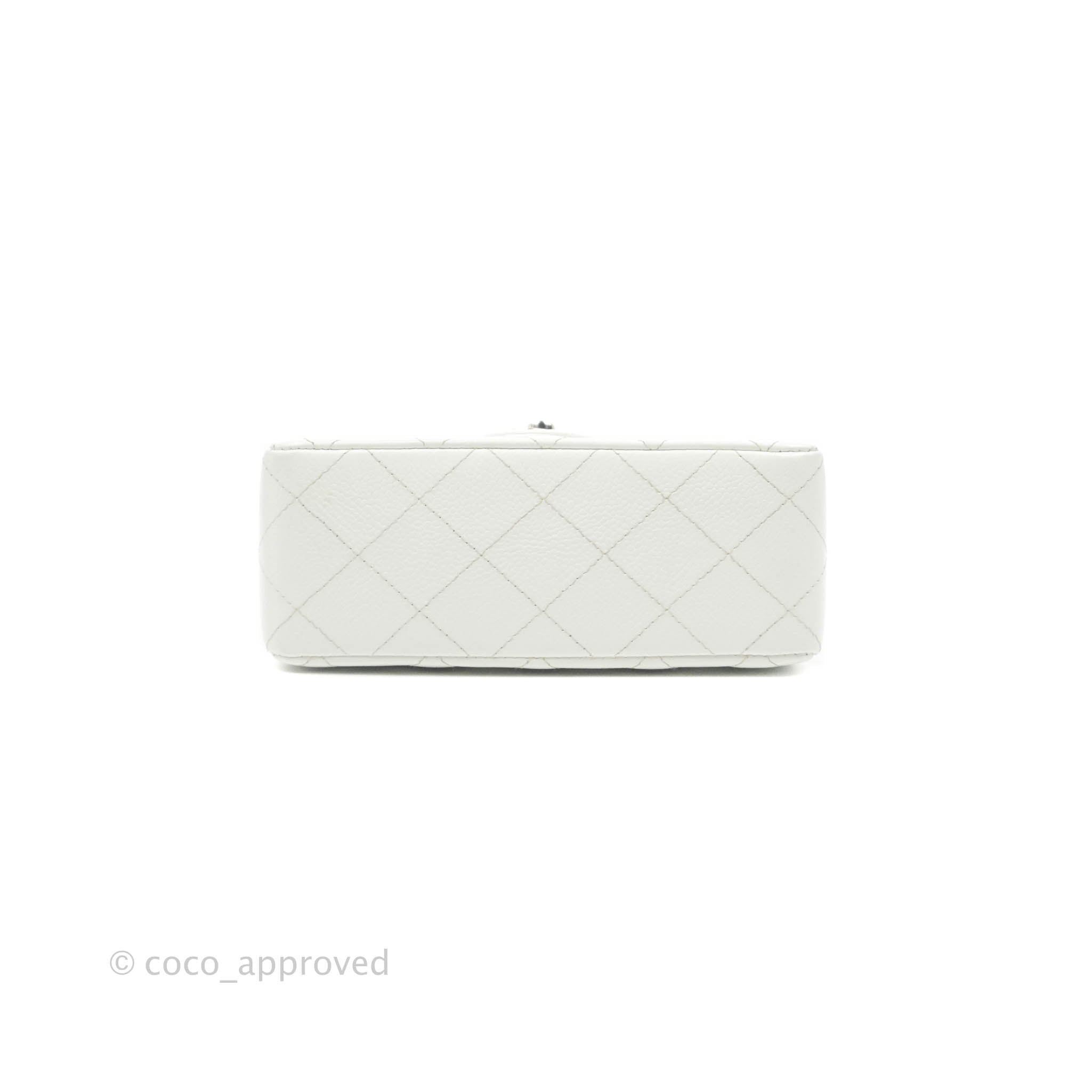 Chanel Quilted Vintage Mini Square Flap White Caviar Silver