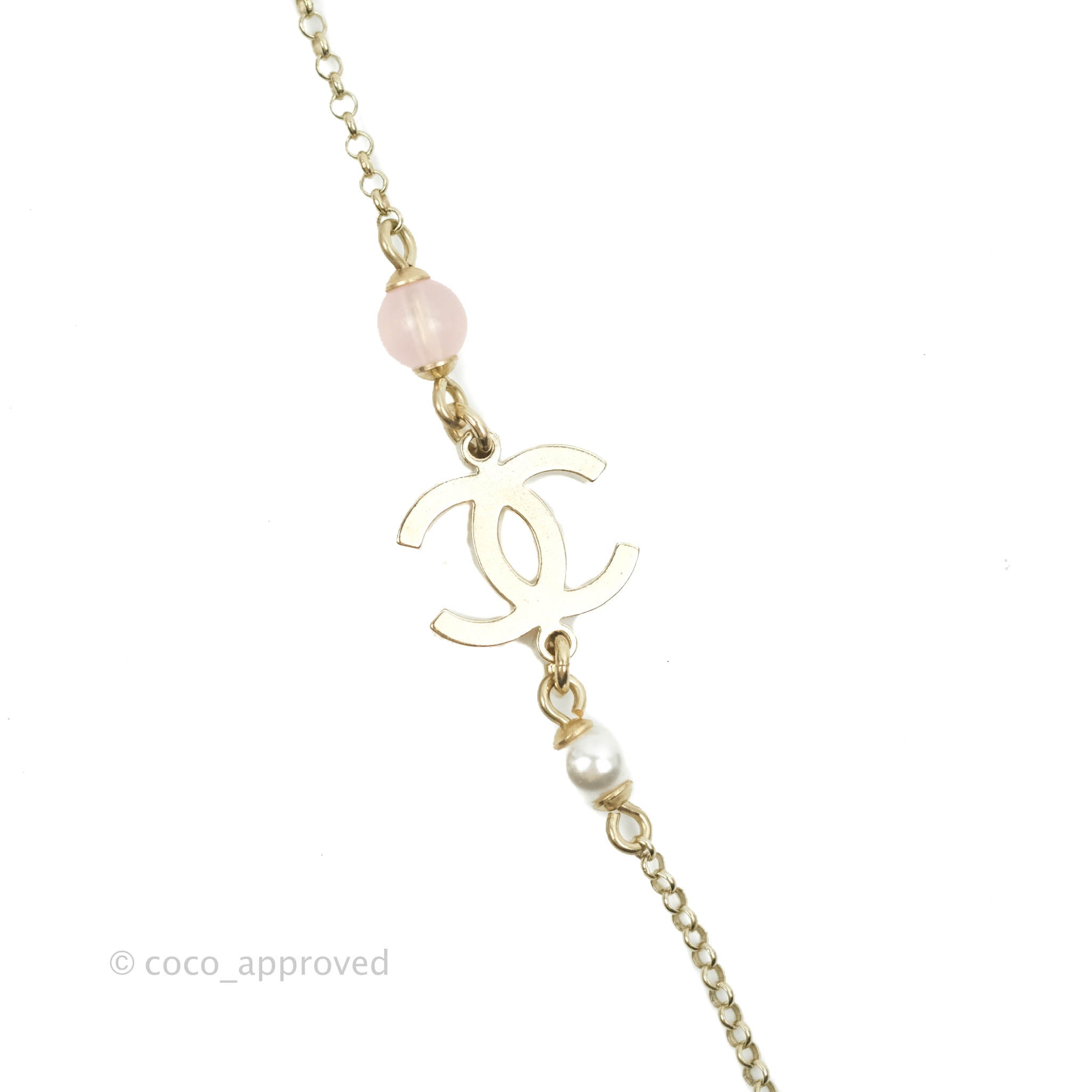 Chanel Style Heart-Shaped Pink Gold Zirconia Pendant Pearl Necklace – El  blin-blín