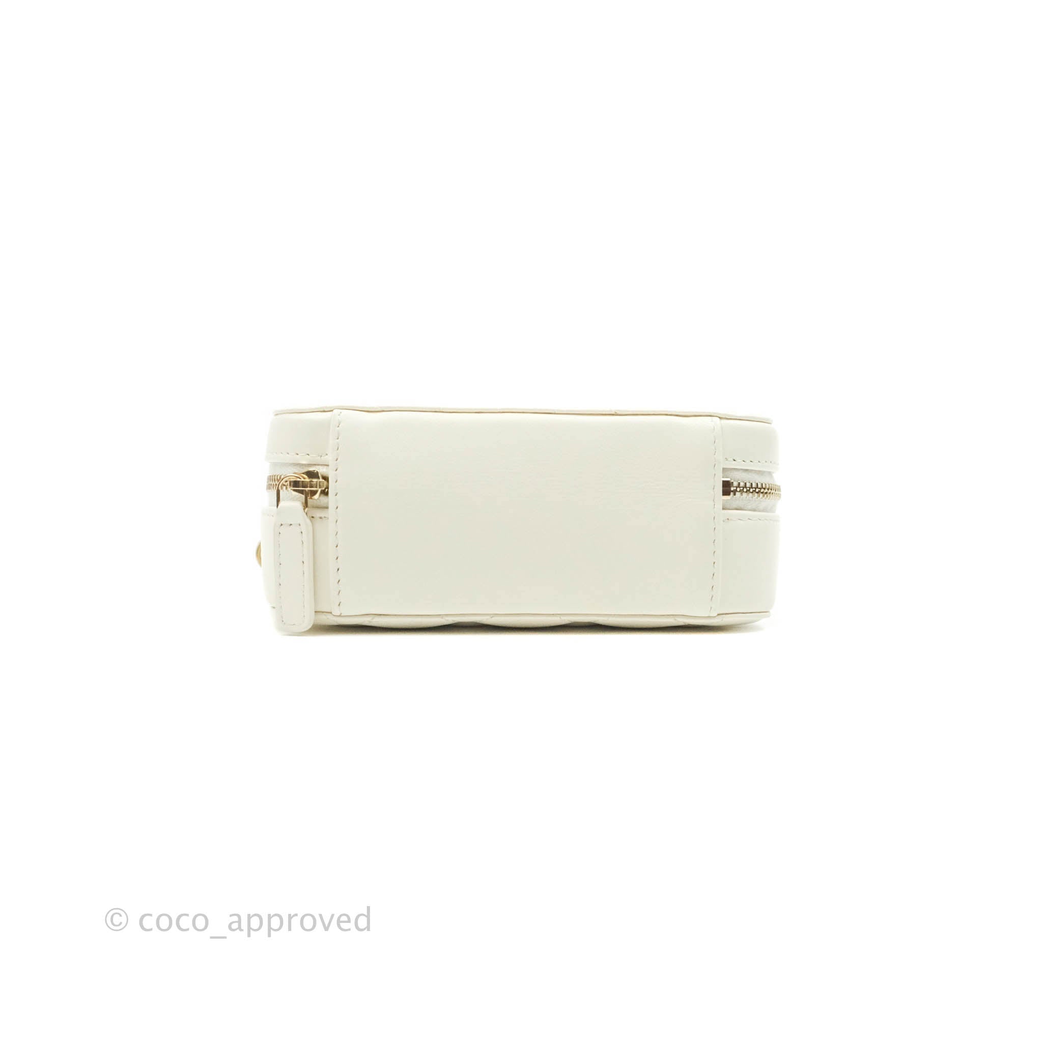 Chanel Mini Pearl Crush Quilted Camera Case White Lambskin Aged