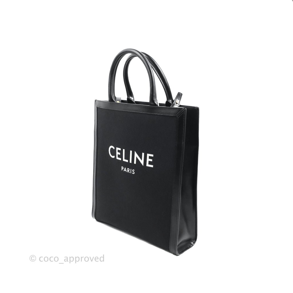 Celine Small Cabas Vertical Tote Black Textlie