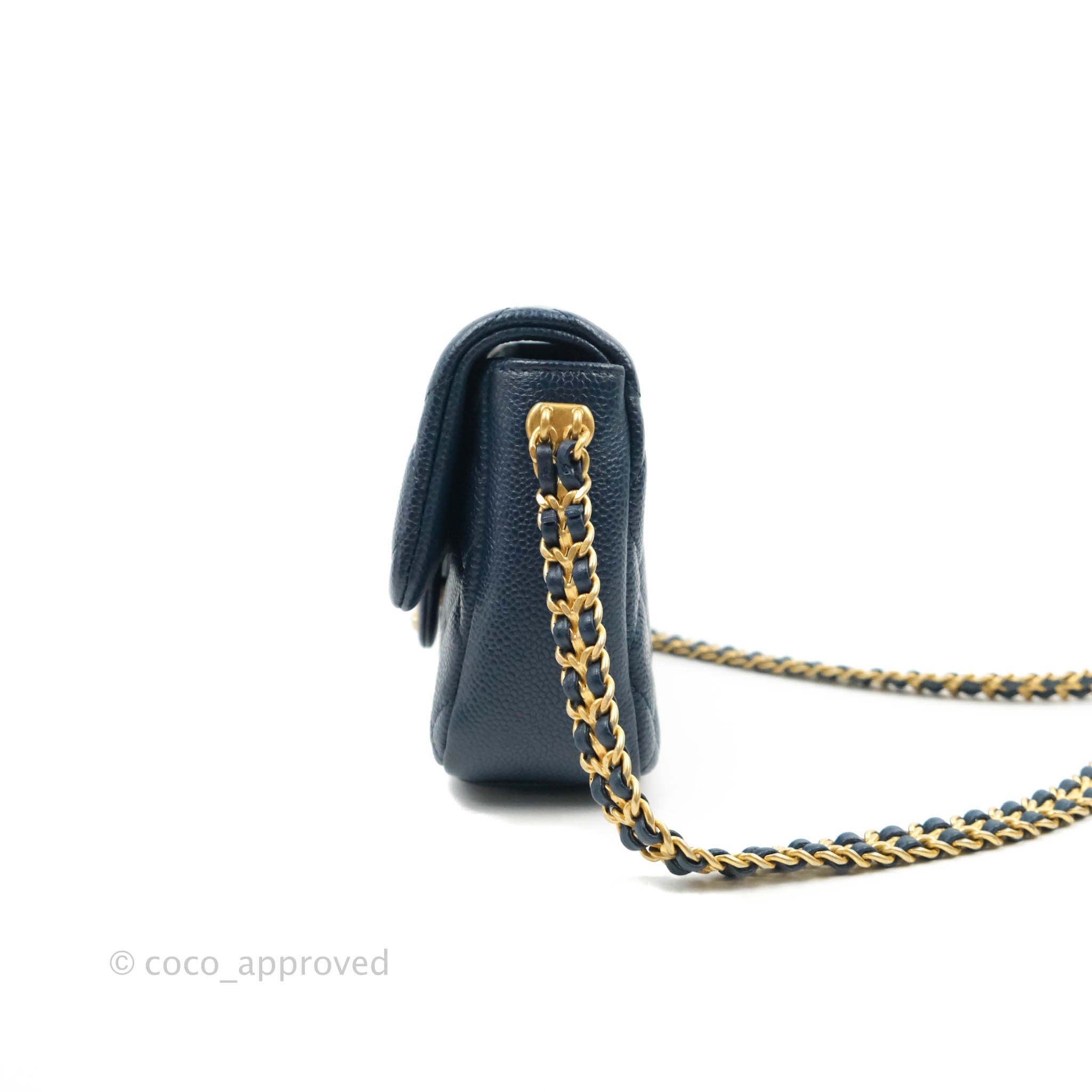 Chanel 21B Purple Caviar Mini Wallet On Chain Gold COCO Shoulder Crossbody  Bag