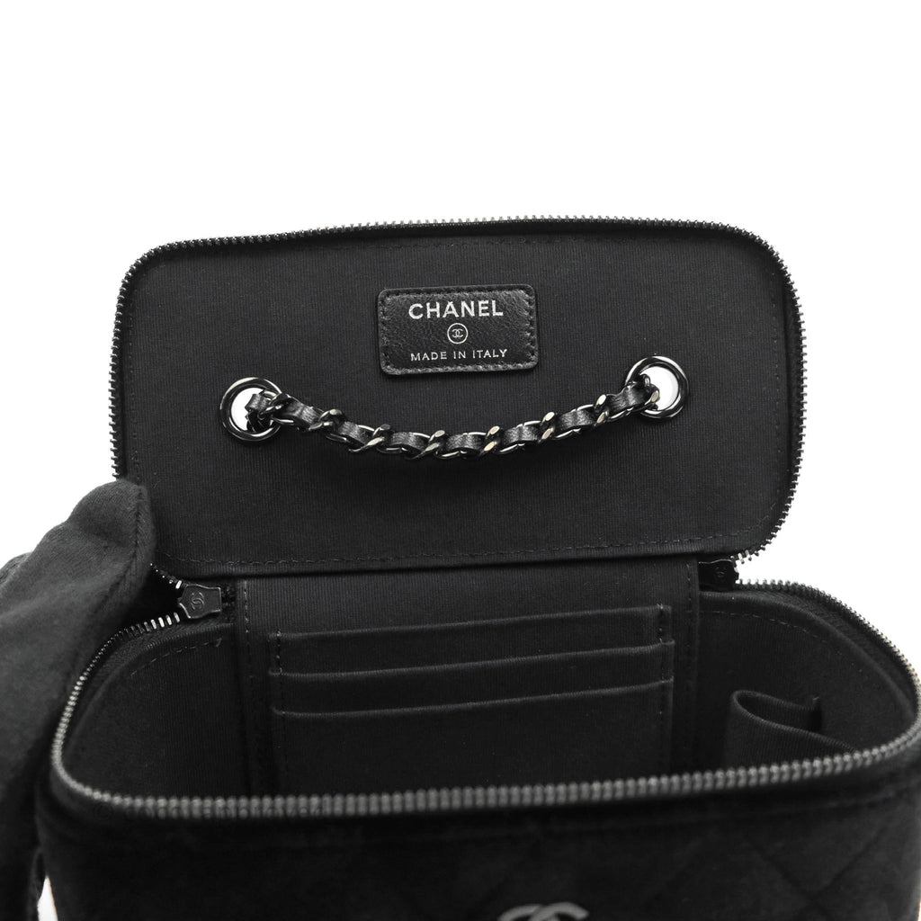 Chanel Vanity with Classic Chain Black Velvet Gun Metal