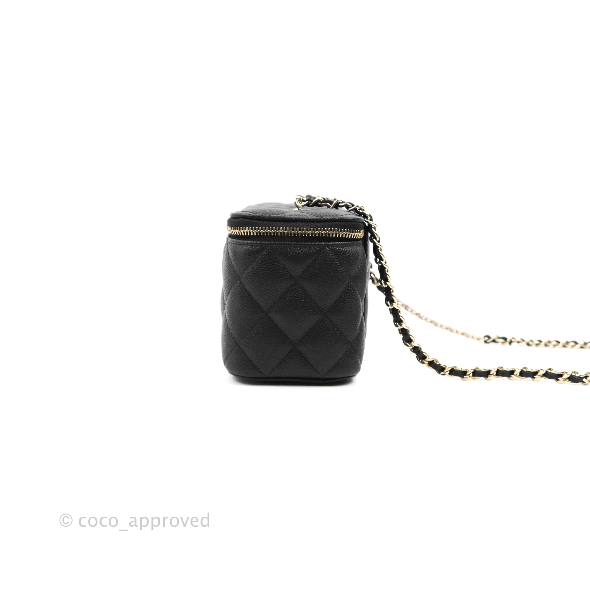 Black Quilted Caviar Glasses Case on Chain Silver Hardware, 2021