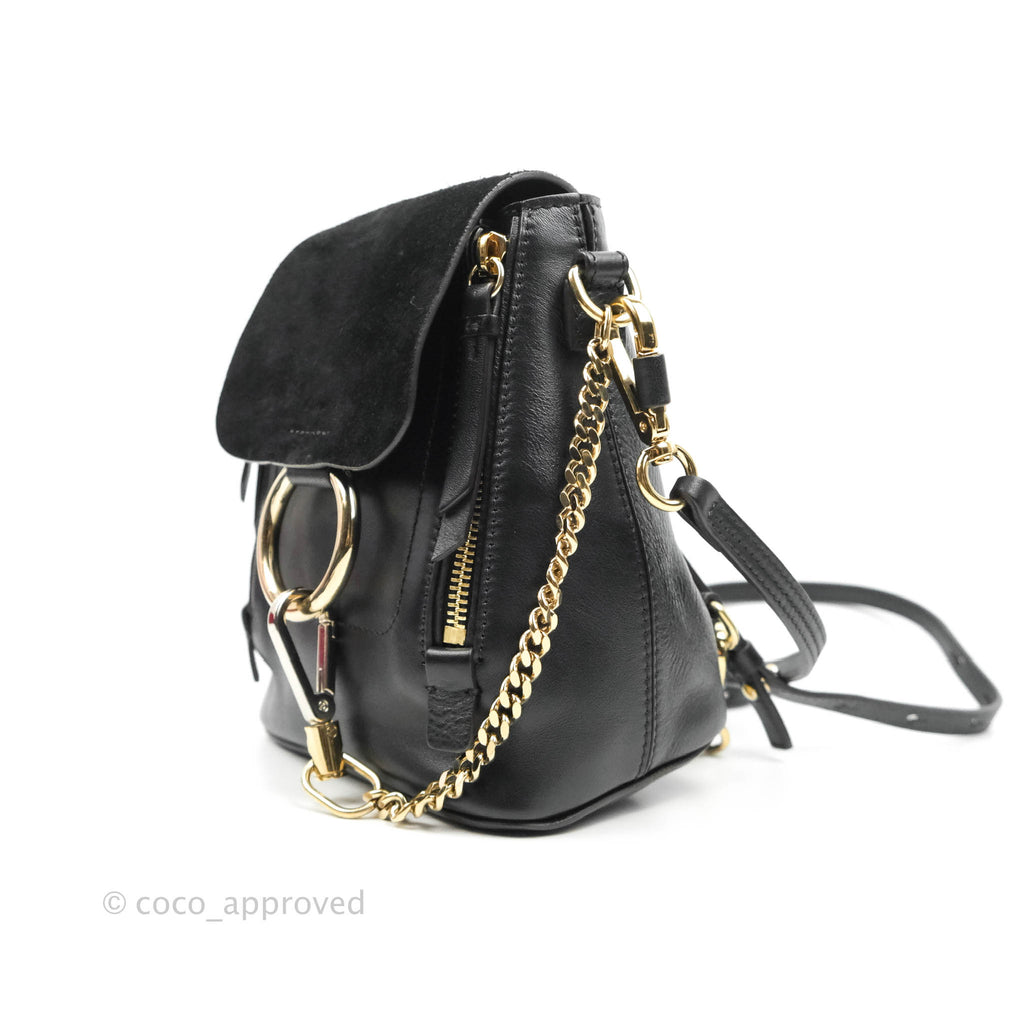 Chloé Small Faye Backpack Black Suede Calfskin