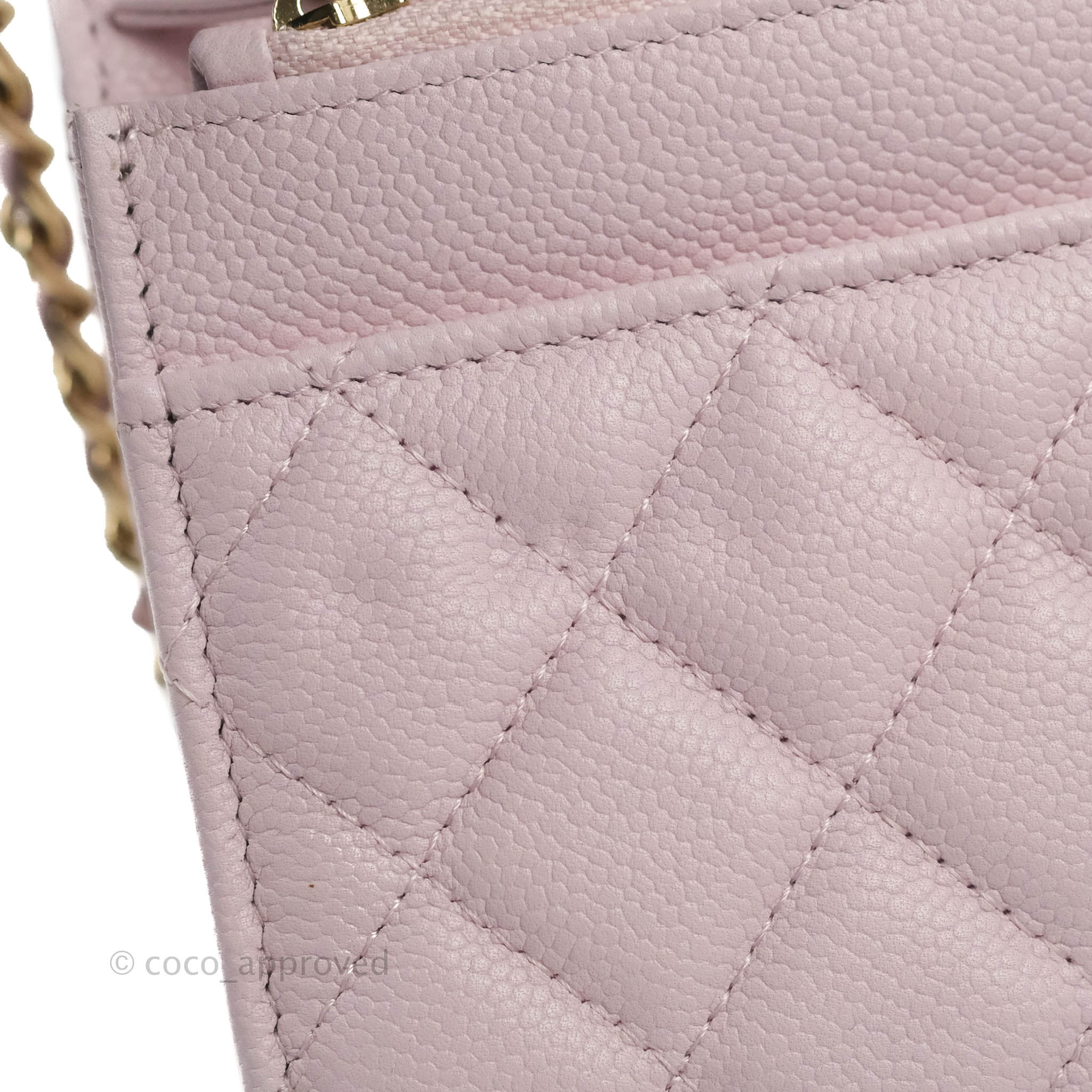 Chanel Classic Wallet on Chain, 22P Light Pink Caviar Leather, Gold  Hardware, New in Box MA001