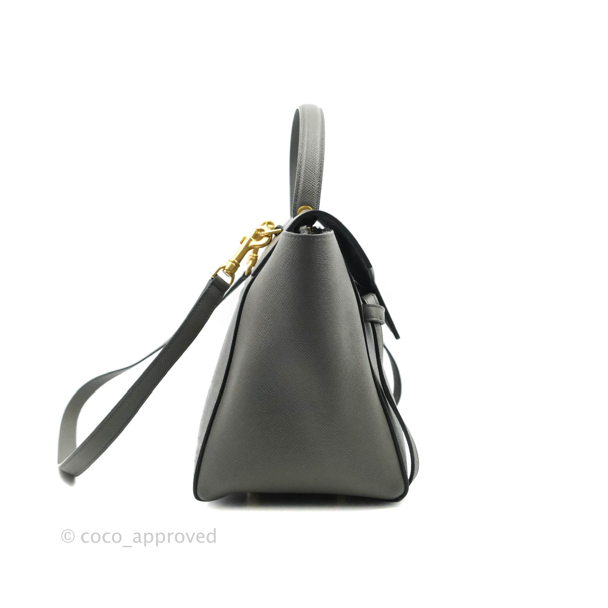 Celine Nano Belt Bag Grey Grained Calfskin Gold Hardware – Coco