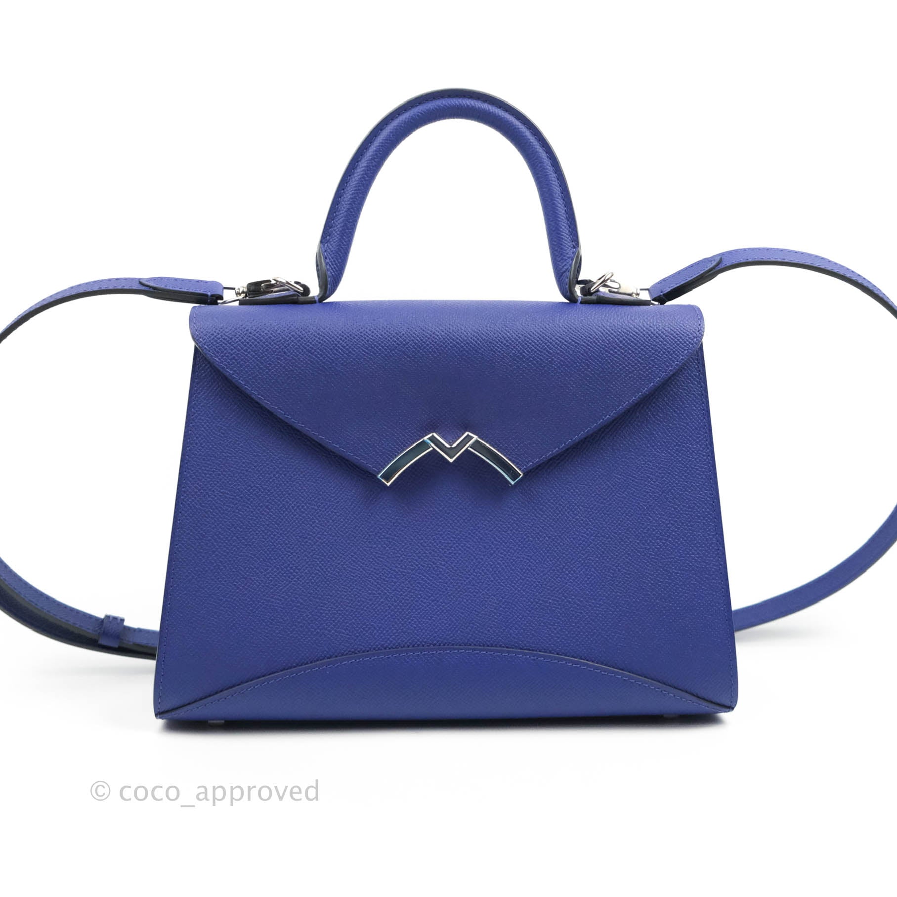 Moynat Gabrielle PM Bag Blue Calfskin Silver Hardware – Coco Approved ...