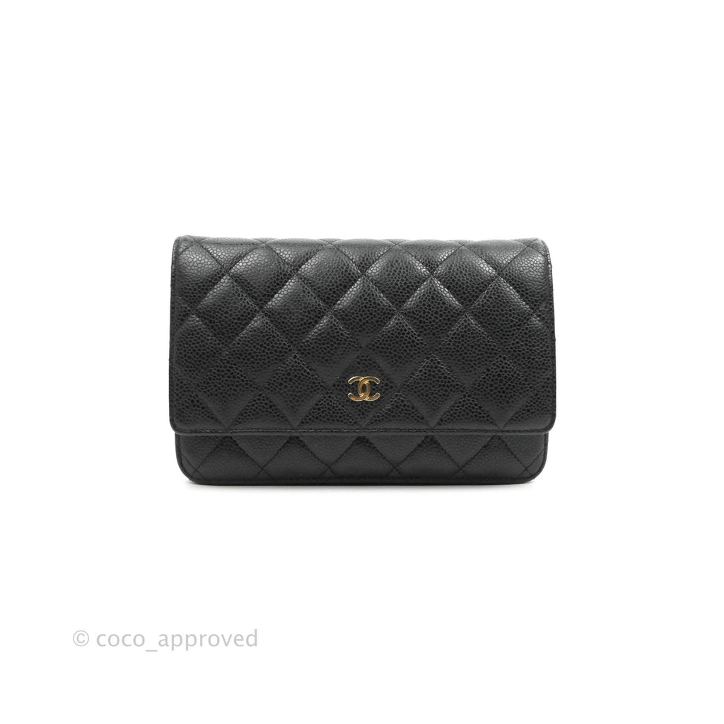 Chanel Quilted Wallet on Chain WOC Black Caviar Gold Hardware