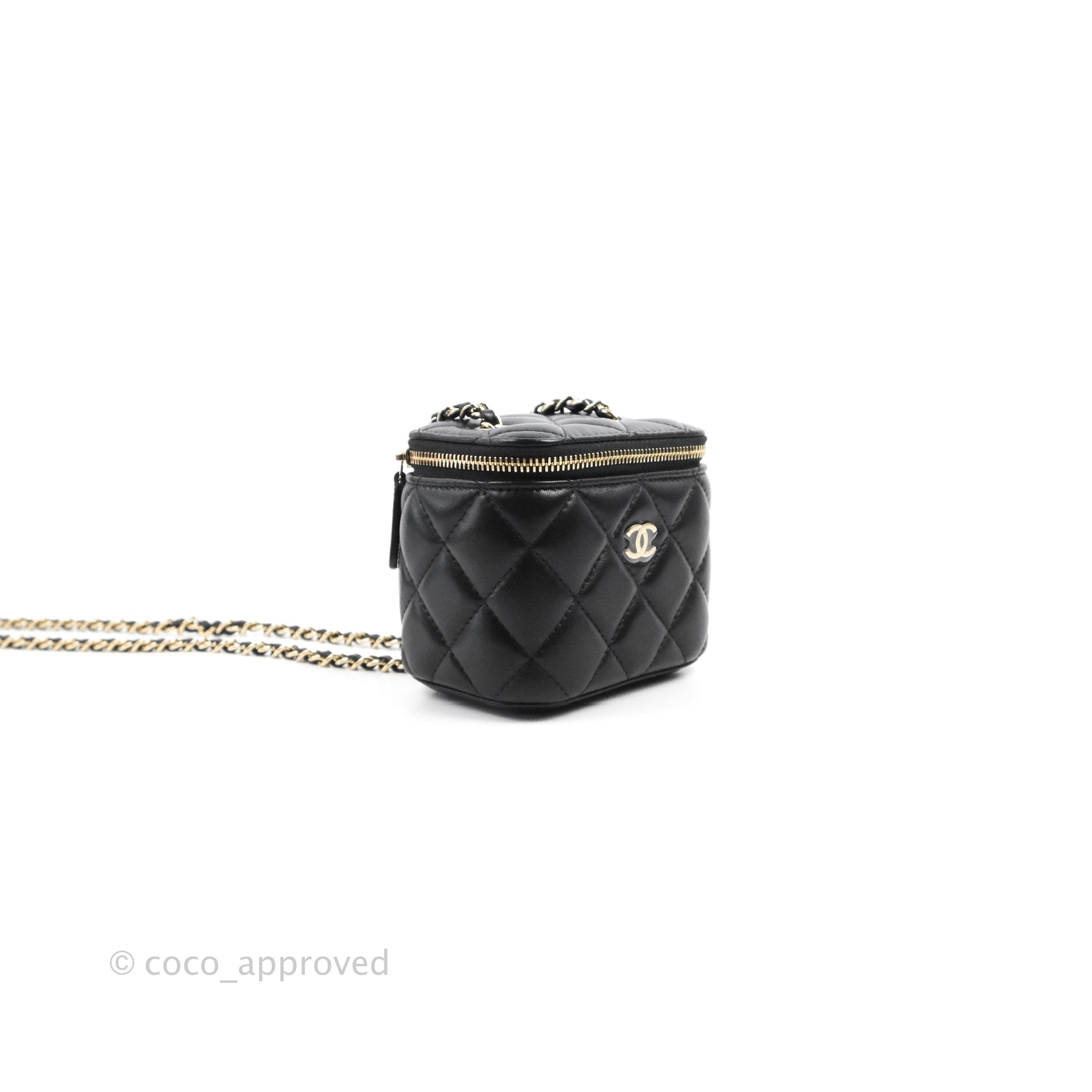 Chanel Mini Vanity With Chain Black Lambskin Gold Hardware – Coco Approved  Studio