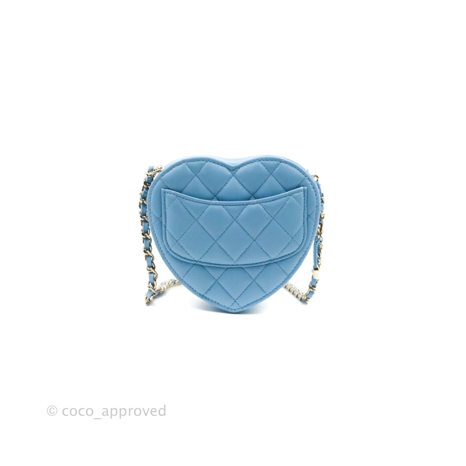 Chanel Small Heart Bag Blue Lambskin Gold Hardware 22S – Coco Approved  Studio