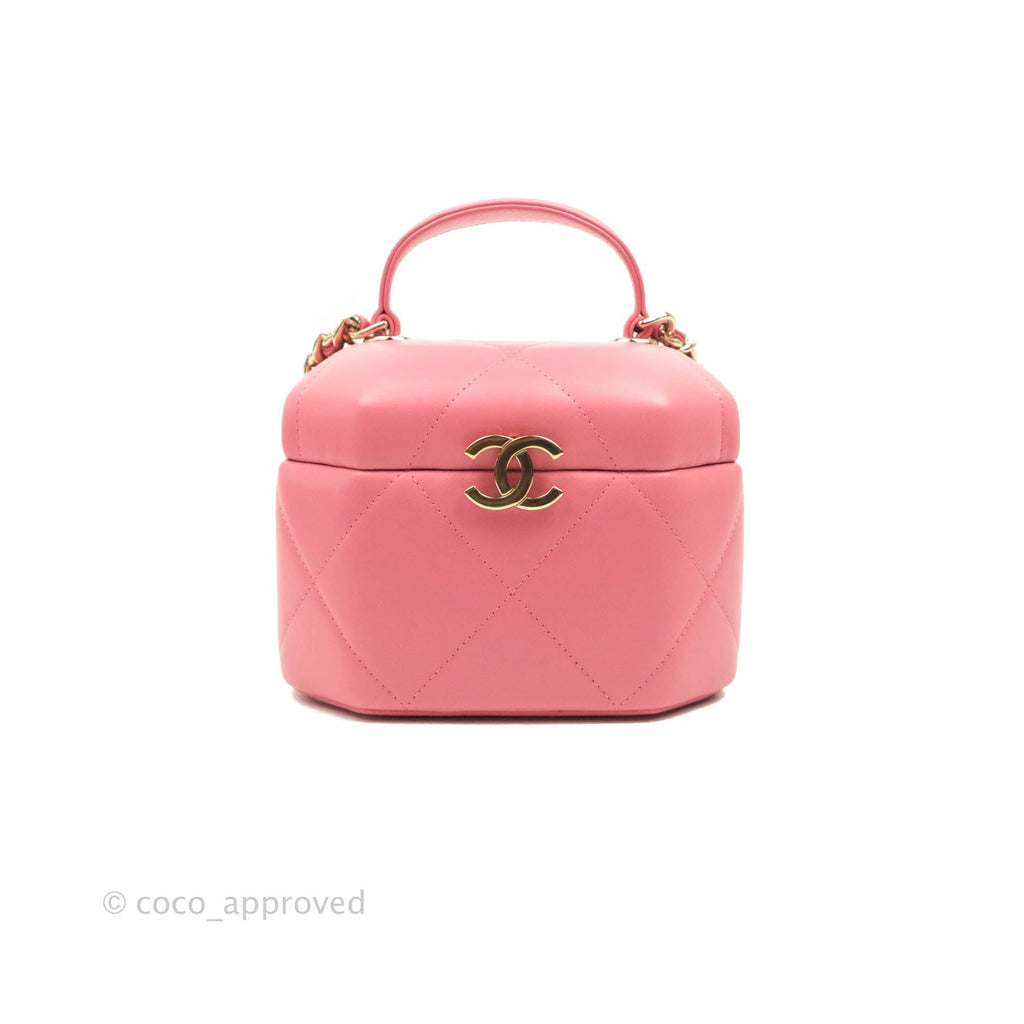 Chanel Small Hexagon Vanity Case Pink Lambskin Gold Hardware