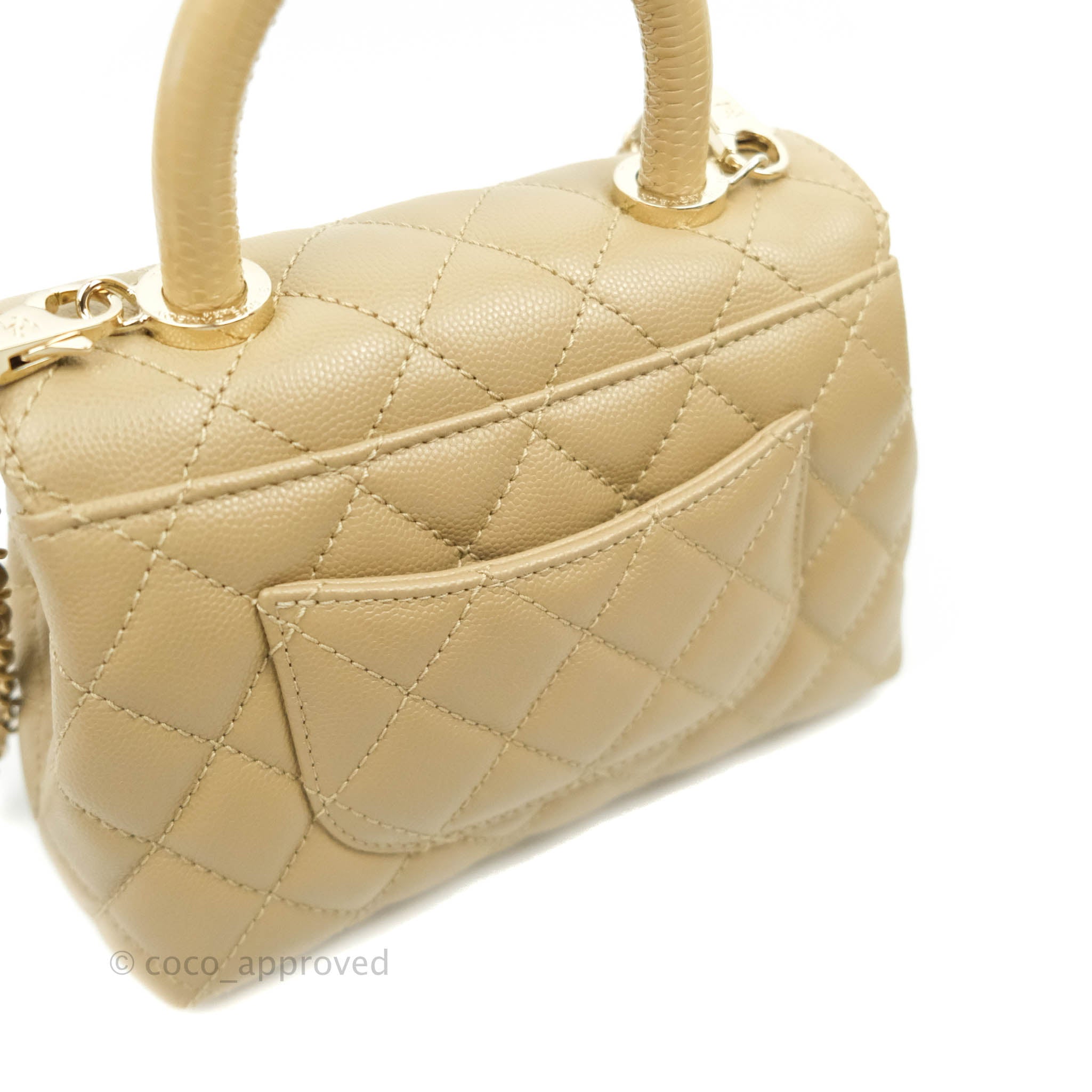 Chanel Mini Beige Coco Handle Quilted Caviar Gold Hardware Embossed Li – Coco  Approved Studio