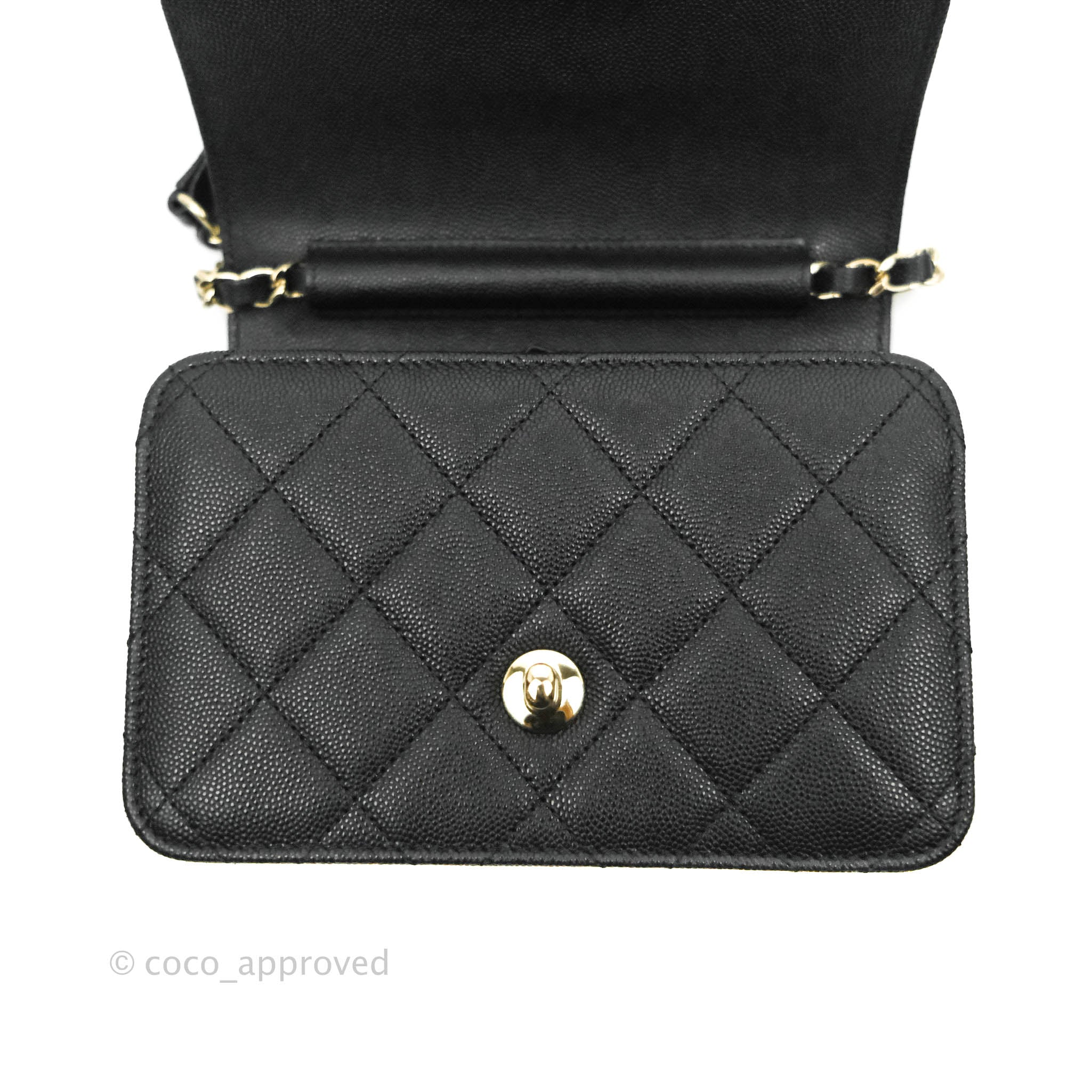 CHANEL, Bags, Chanel Cc Logo Coin Case Purse Mini Pouch Caviar Skin  Leather Black