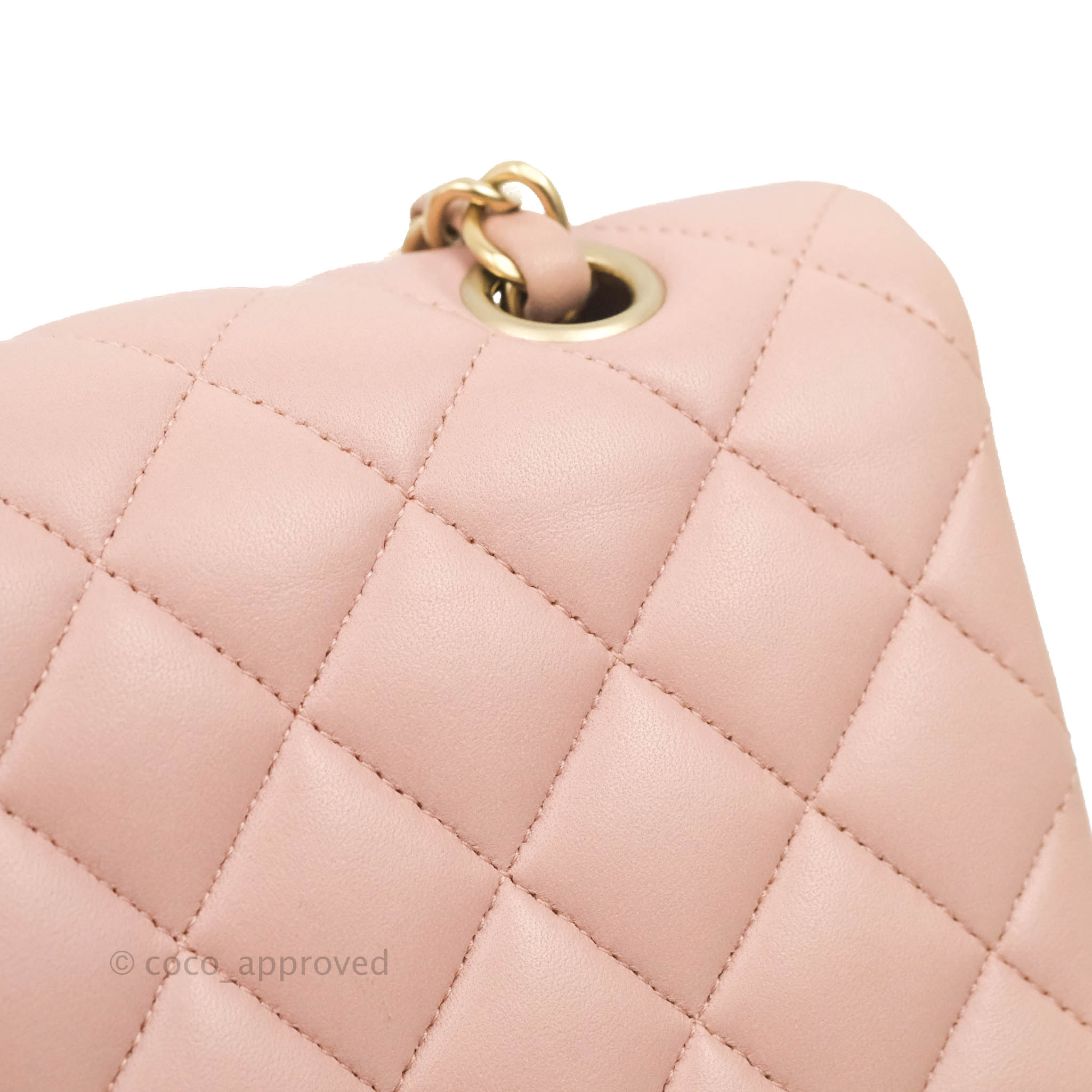 Chanel Classic M/L Medium Flap Quilted Light Pink Lambskin Matte Gold –  Coco Approved Studio