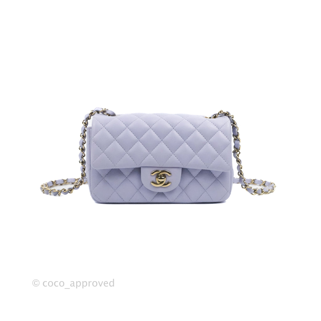 Chanel Quilted Mini Rectangular Flap Lilac Lambskin Gold Hardware