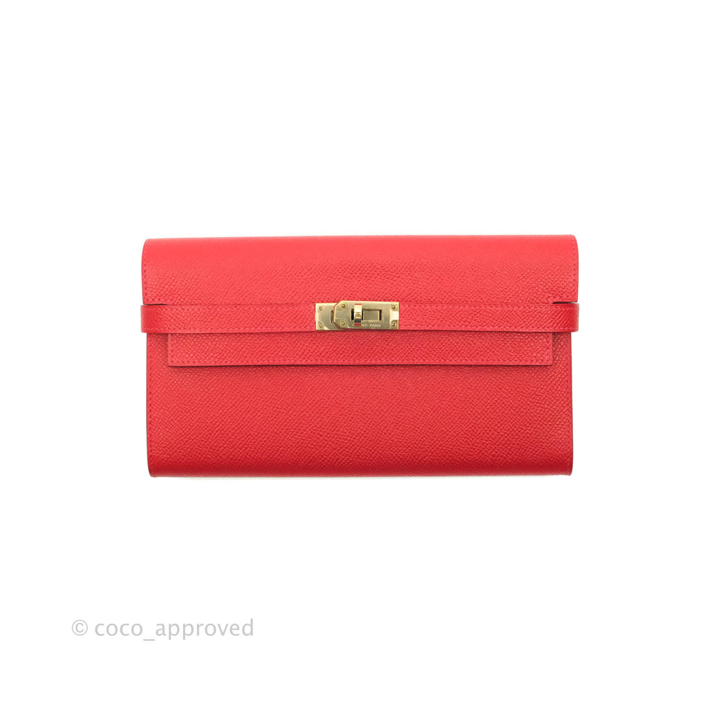 Hermès Kelly Wallet Red Epsom Gold Hardware