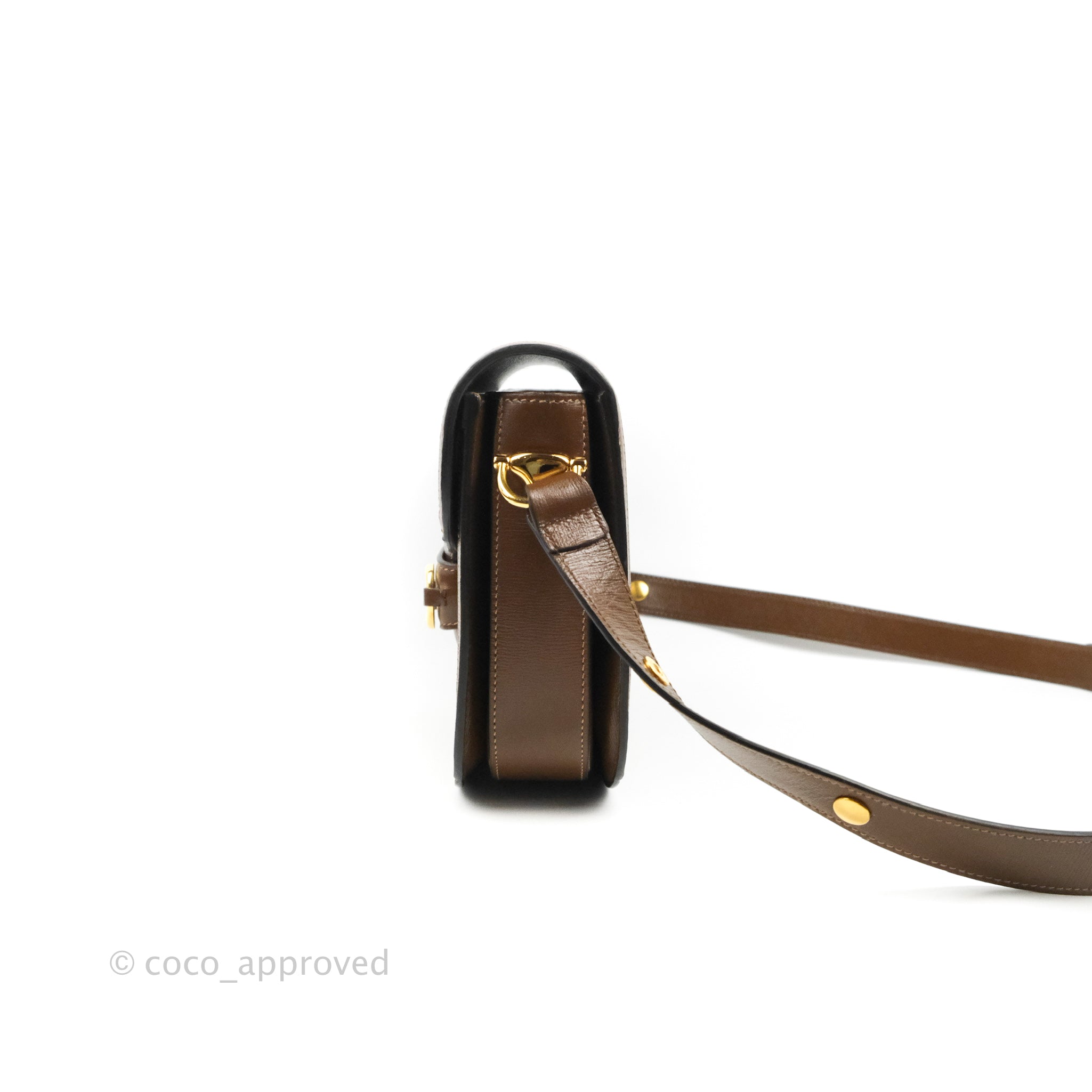 Authentic GUCCI Horsebit Shoulder Hand Bag GG Canvas Leather 115867 Brown  7851G