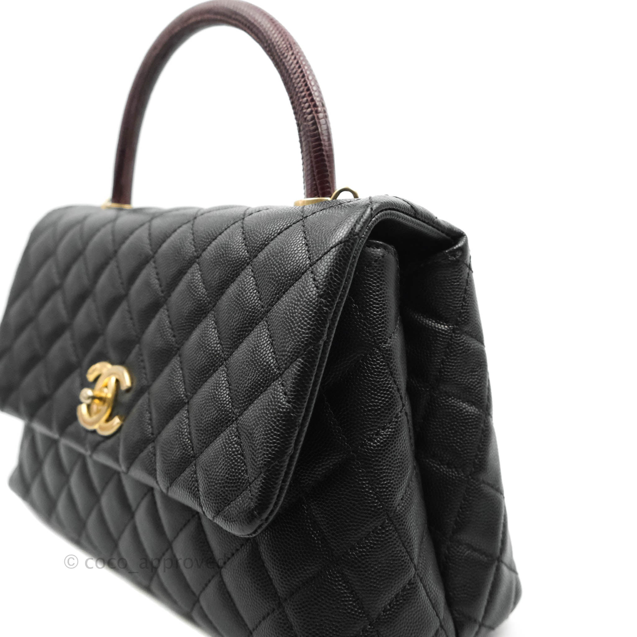 Chanel Coco Handle Medium Black Caviar Gold Hardware - Designer WishBags