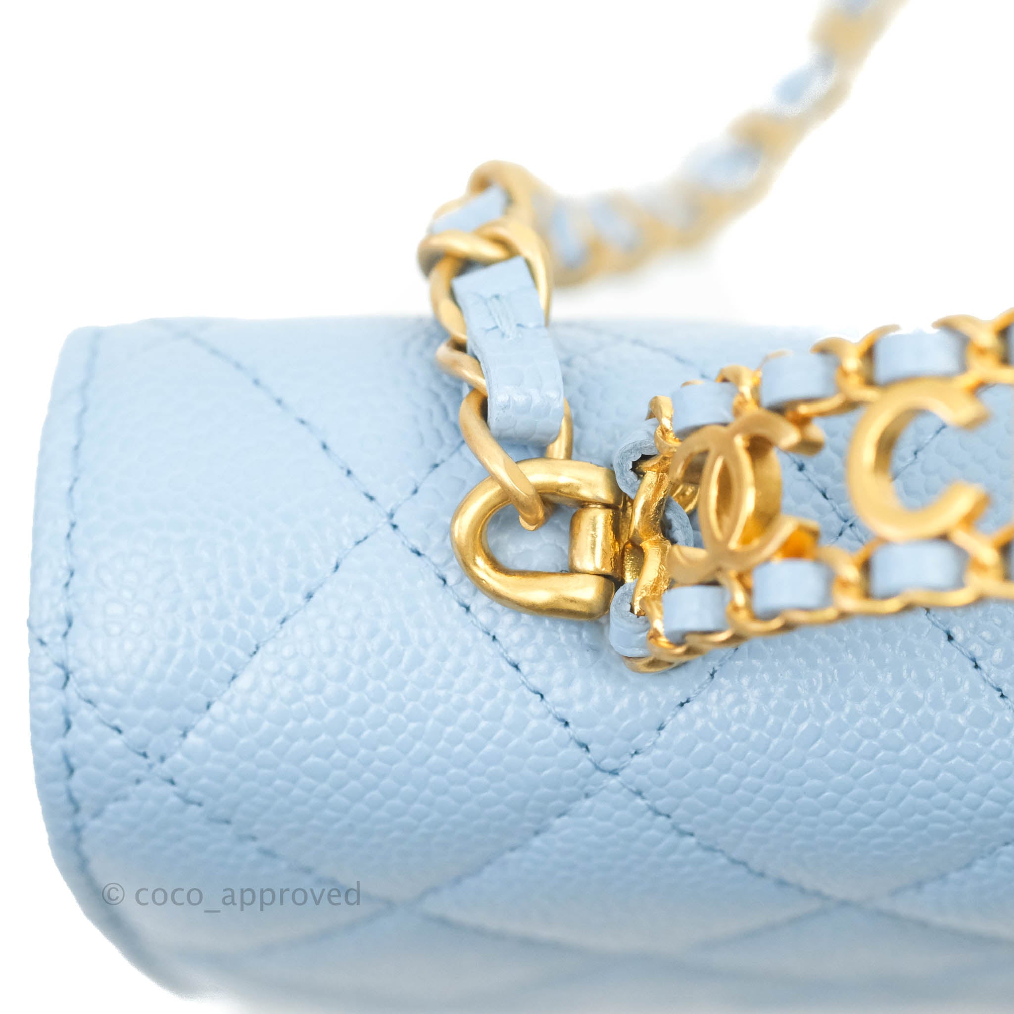 Chanel Top Handle Pick Me Up Wallet On Chain WOC Blue Caviar Gold