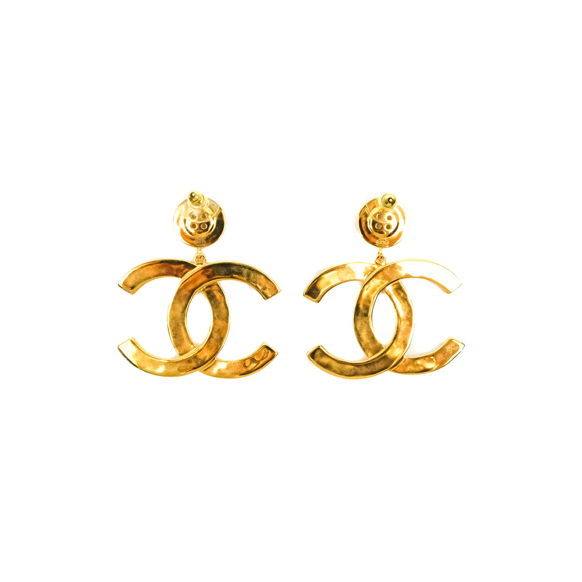 Chanel Large CC Button Drop Earrings Gold Tone 21V – Coco Approved Studio