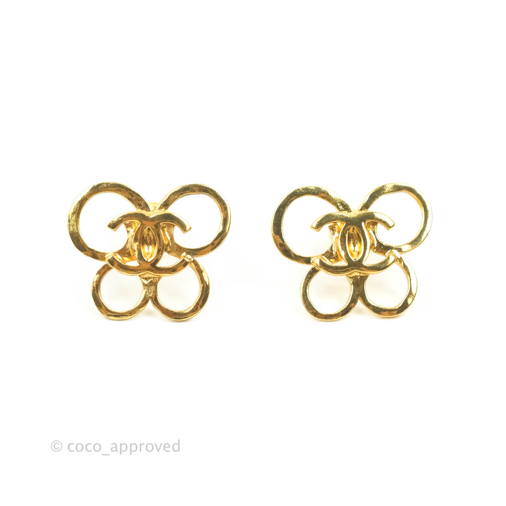 Chanel CC Earrings Gold Tone 22S