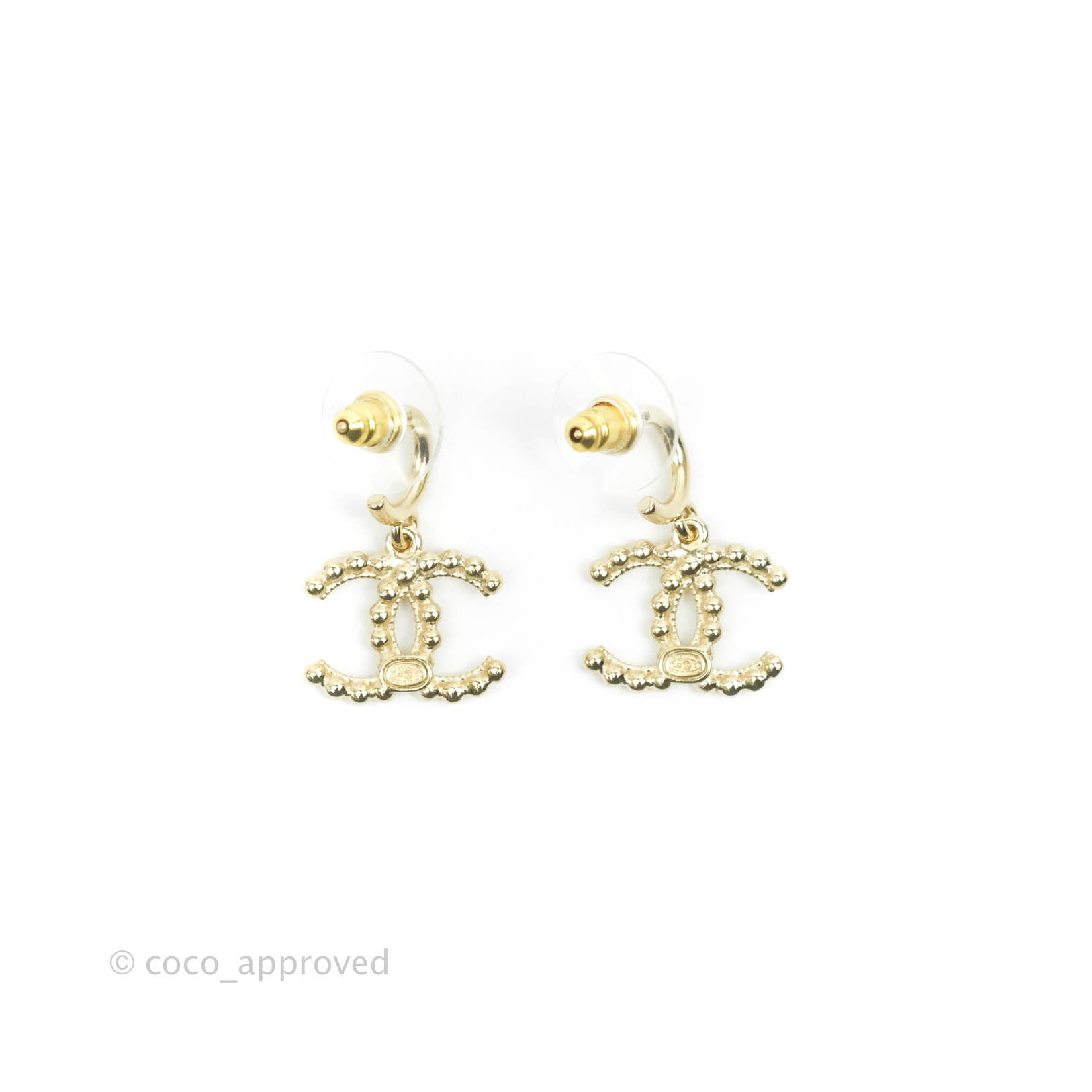 Chanel 2022 Textured CC Hoop Earrings - Gold-Plated Hoop, Earrings