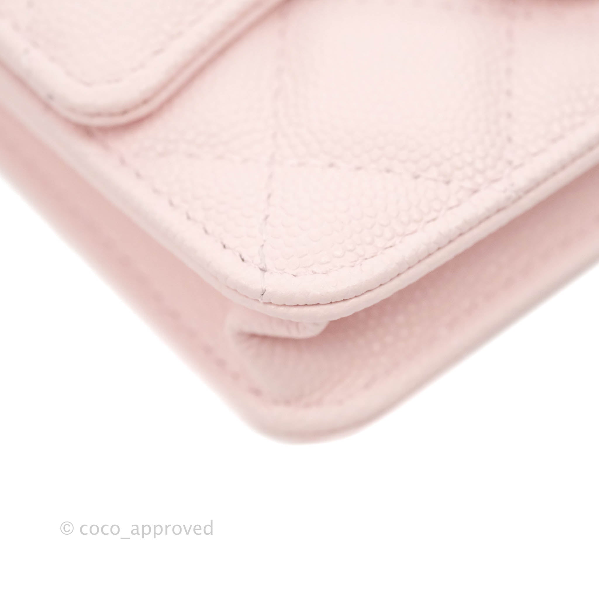 CHANEL Caviar Quilted Medium Filigree Zip Around Wallet Pink Blue Green  780525